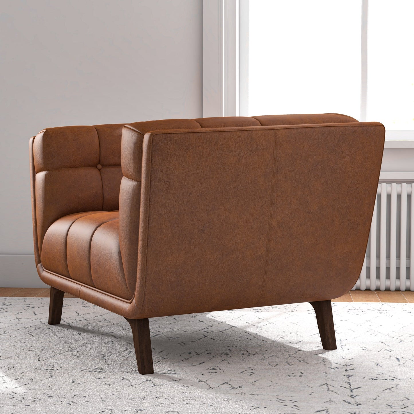 ‘Addison’ Genuine Leather Lounge Chair (Tan) - EcoLuxe Furnishings