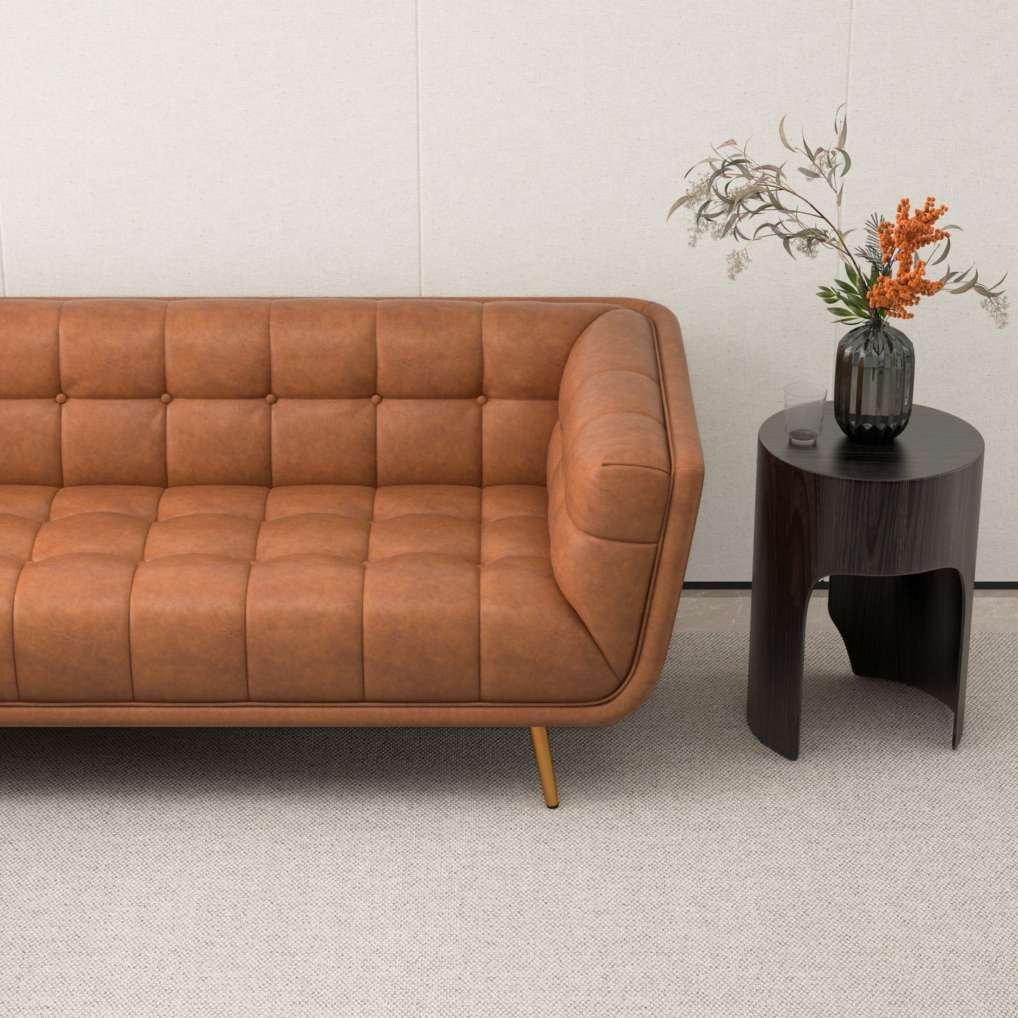 ‘Addison’ L-Shape Cognac Leather Sectional Sofa (Left Facing Chaise) - EcoLuxe Furnishings