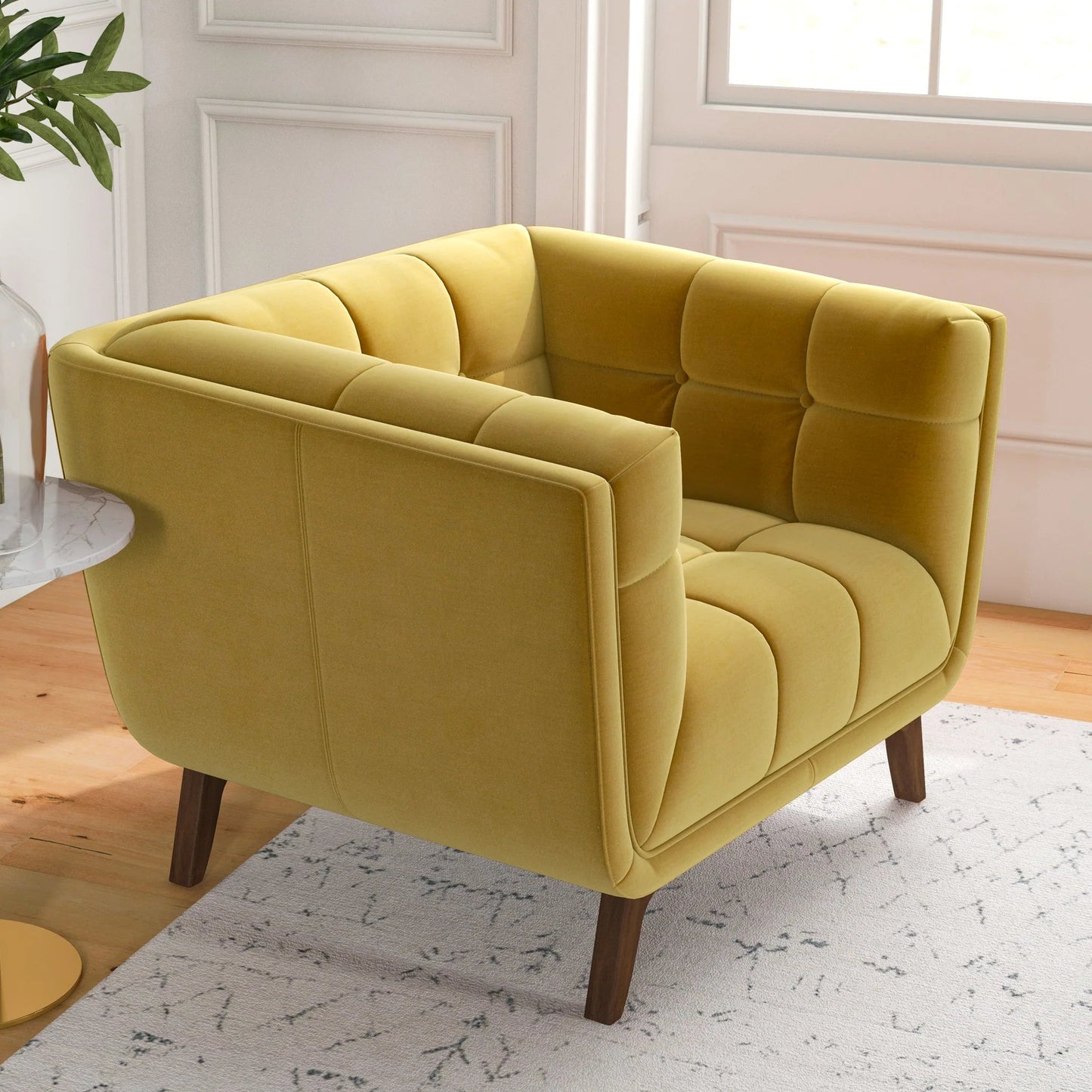 ‘Addison’ Lounge Chair (Gold Velvet) - EcoLuxe Furnishings