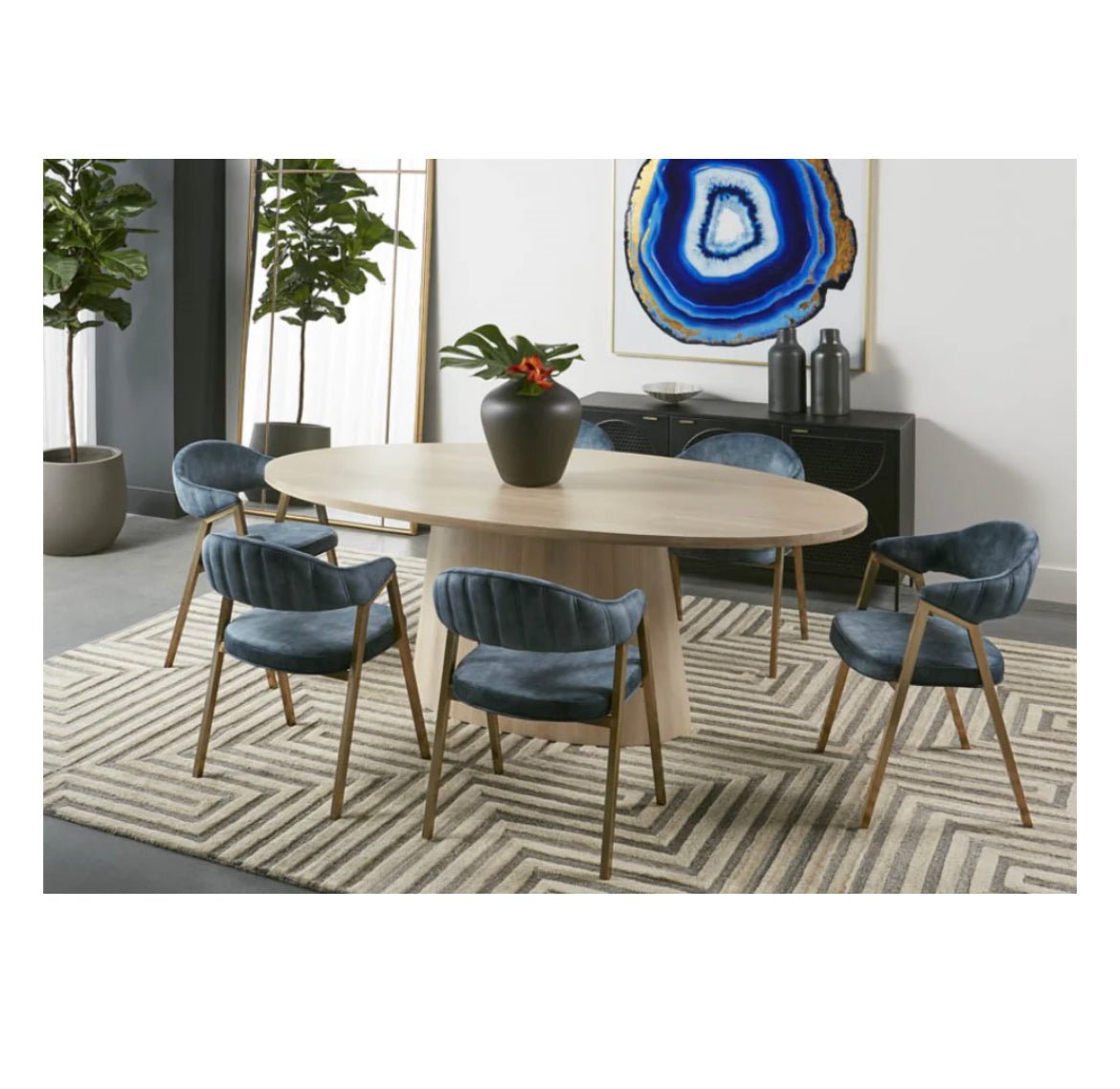 ‘Althea’ Oval Dining Table, 84" (Light Oak) - EcoLuxe Furnishings