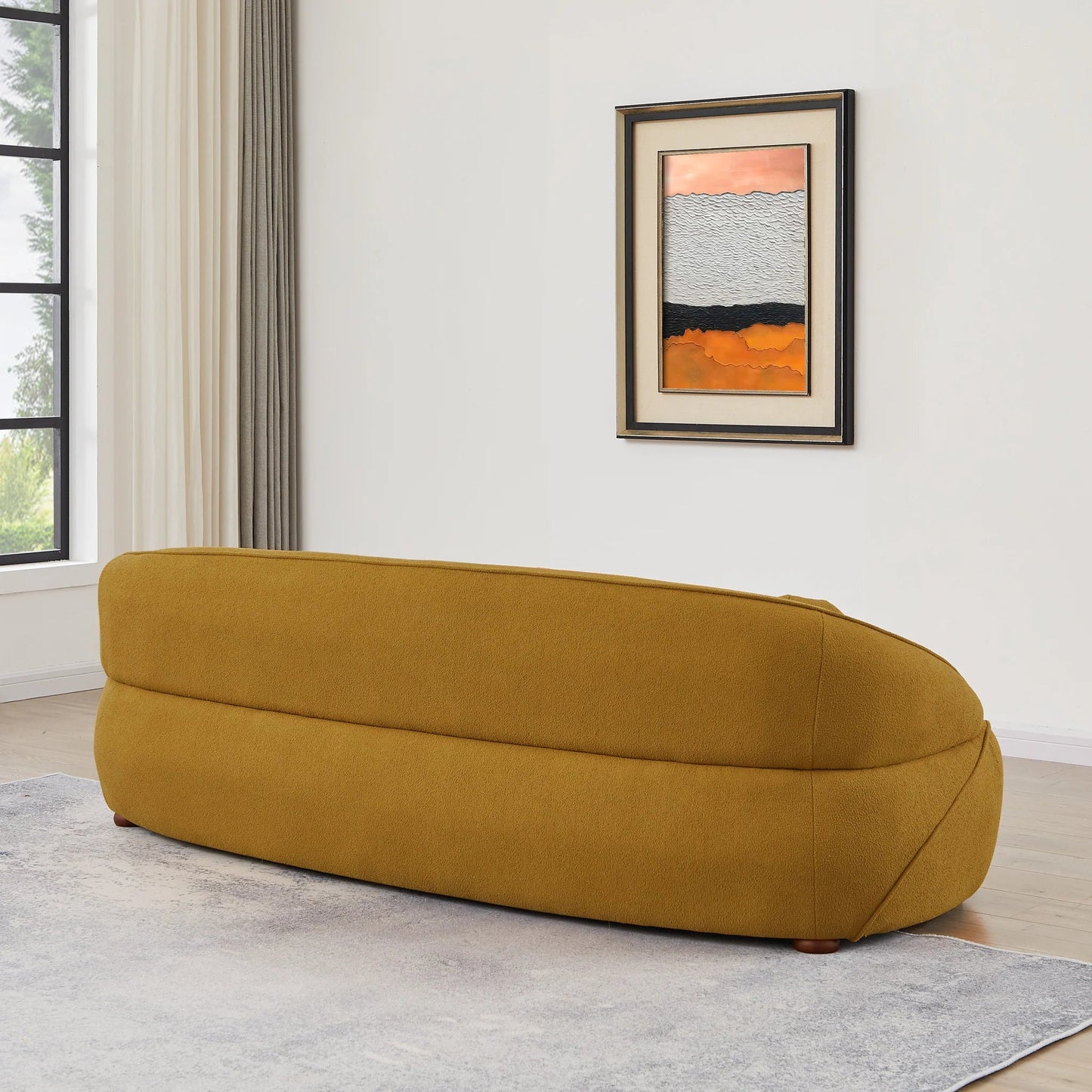‘Andrew’ Boucle Sofa (Mustard Yellow) - EcoLuxe Furnishings