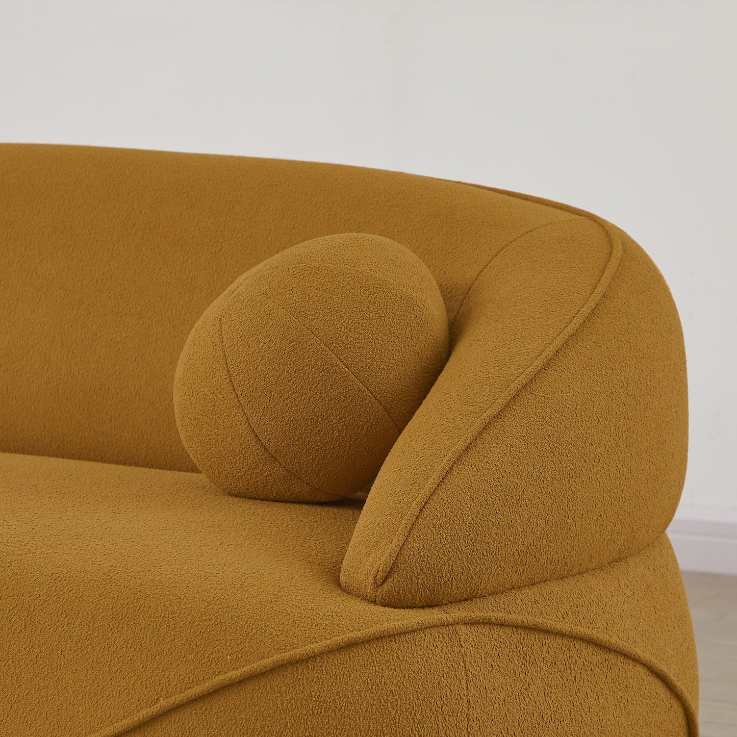 ‘Andrew’ Boucle Sofa (Mustard Yellow) - EcoLuxe Furnishings