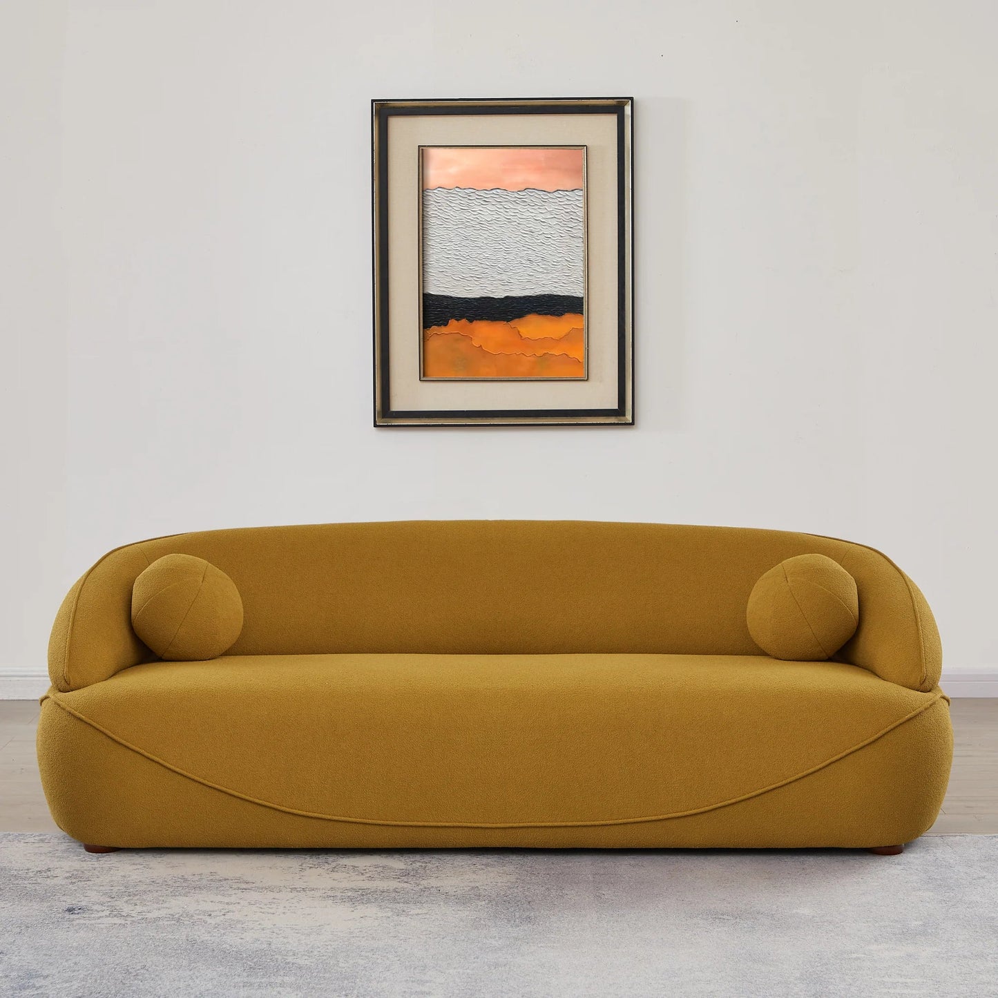 ‘Andrew’ Boucle Sofa (Mustard Yellow) - EcoLuxe Furnishings