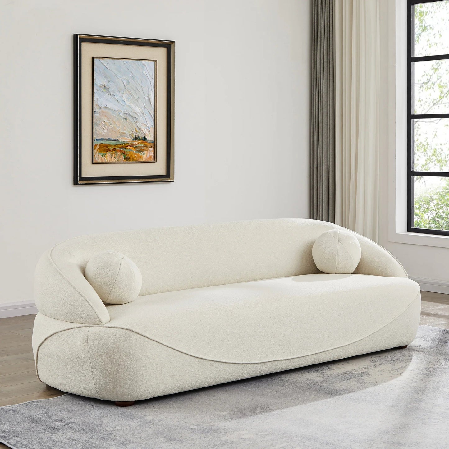 ‘Andrew’ Sofa (White Boucle Fabric) - EcoLuxe Furnishings