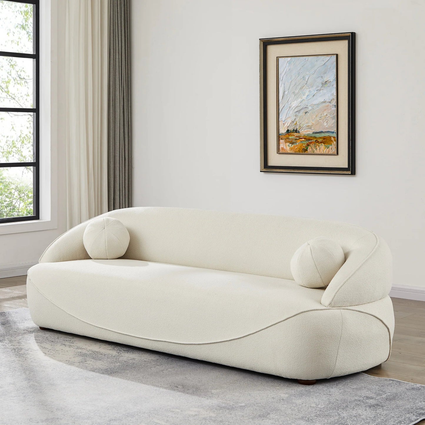 ‘Andrew’ Sofa (White Boucle Fabric) - EcoLuxe Furnishings