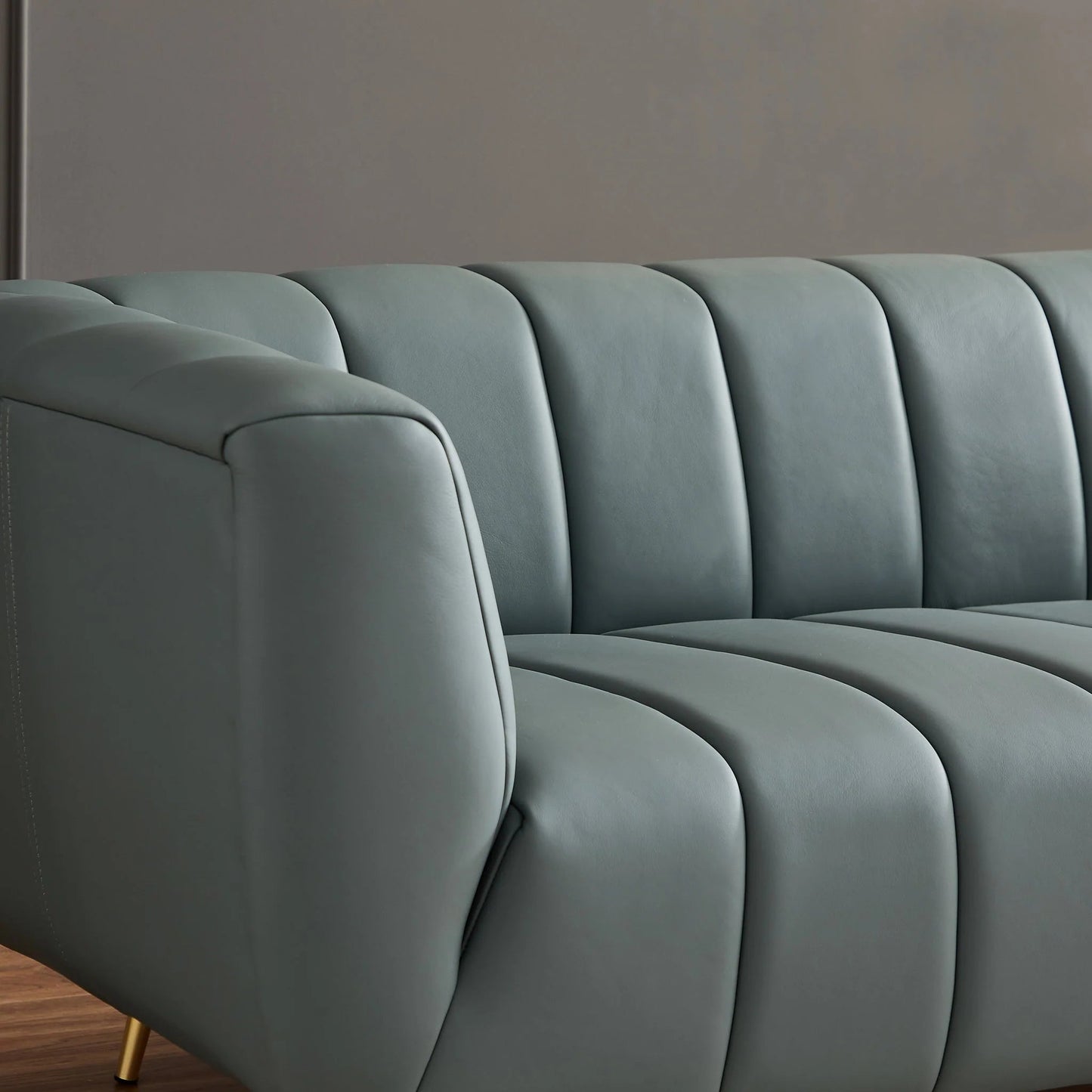 ‘Ava’ Sofa (Blue Leather) - EcoLuxe Furnishings