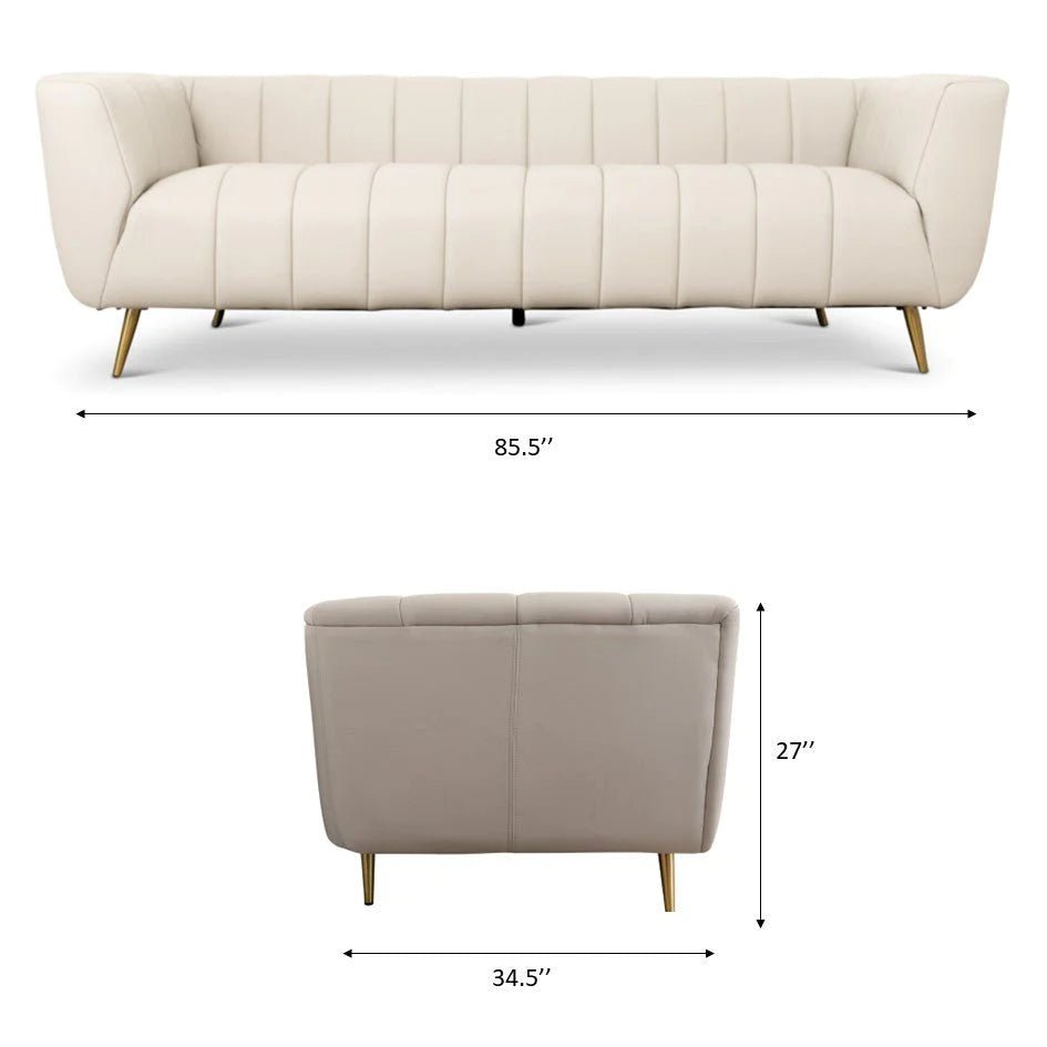 ‘Ava’ Sofa (Blue Leather) - EcoLuxe Furnishings
