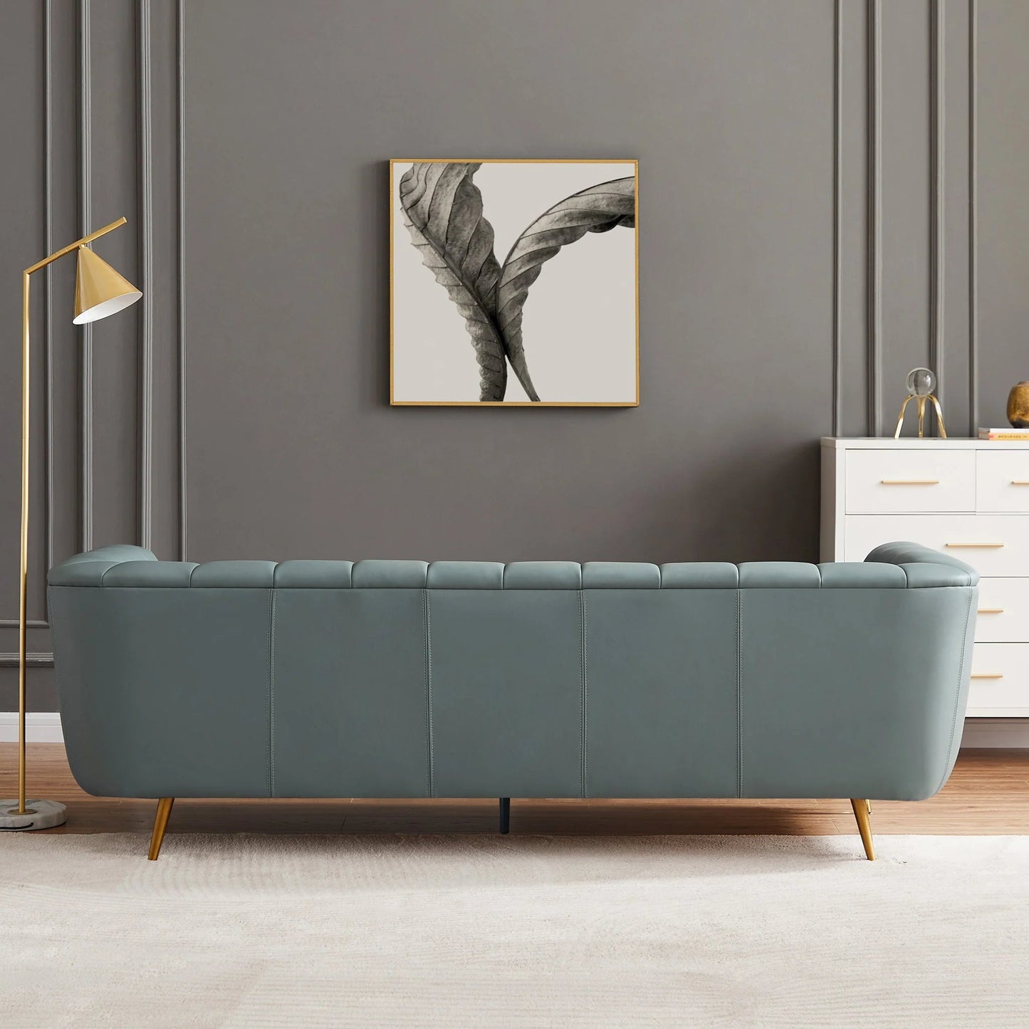 ‘Ava’ Sofa (Blue Leather) - EcoLuxe Furnishings
