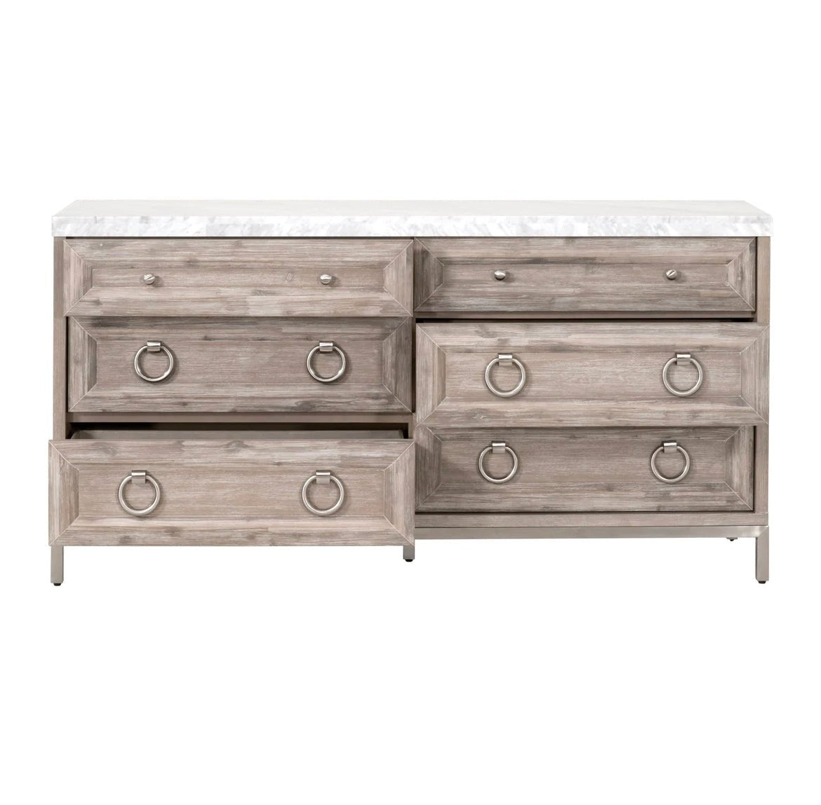 ‘Azure Carrera’ 6-Drawer Double Dresser (Natural Grey) - EcoLuxe Furnishings