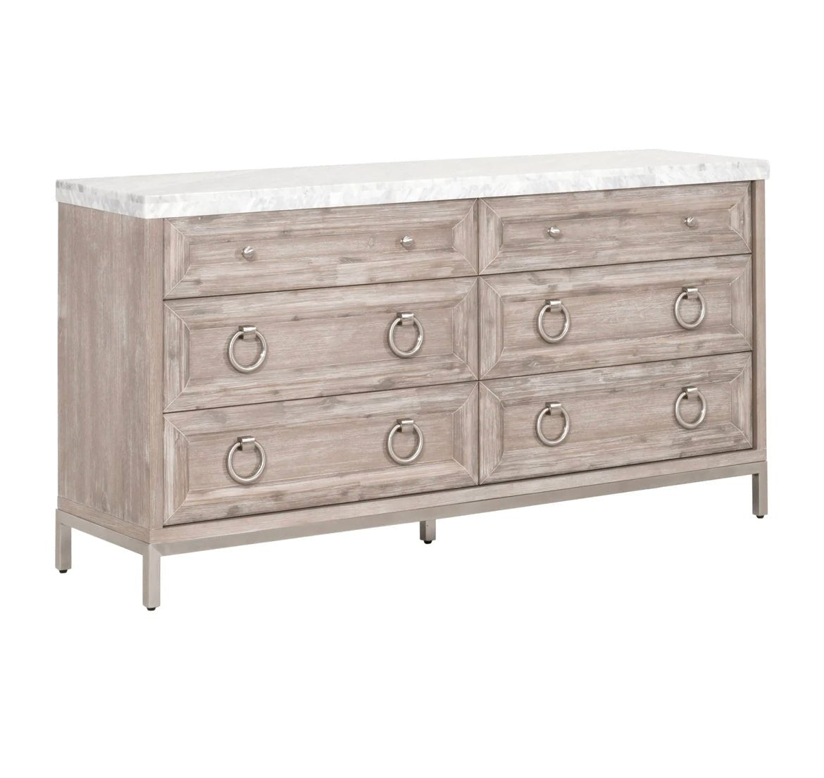 ‘Azure Carrera’ 6-Drawer Double Dresser (Natural Grey) - EcoLuxe Furnishings