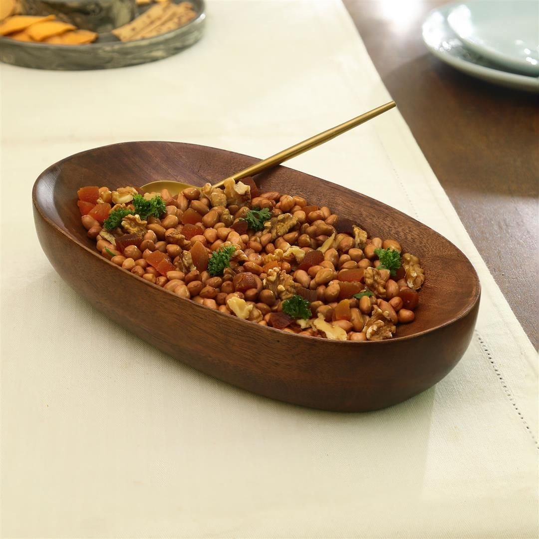 ‘Brawny’ Arjan Wood Oval Platter (Brown) - EcoLuxe Furnishings