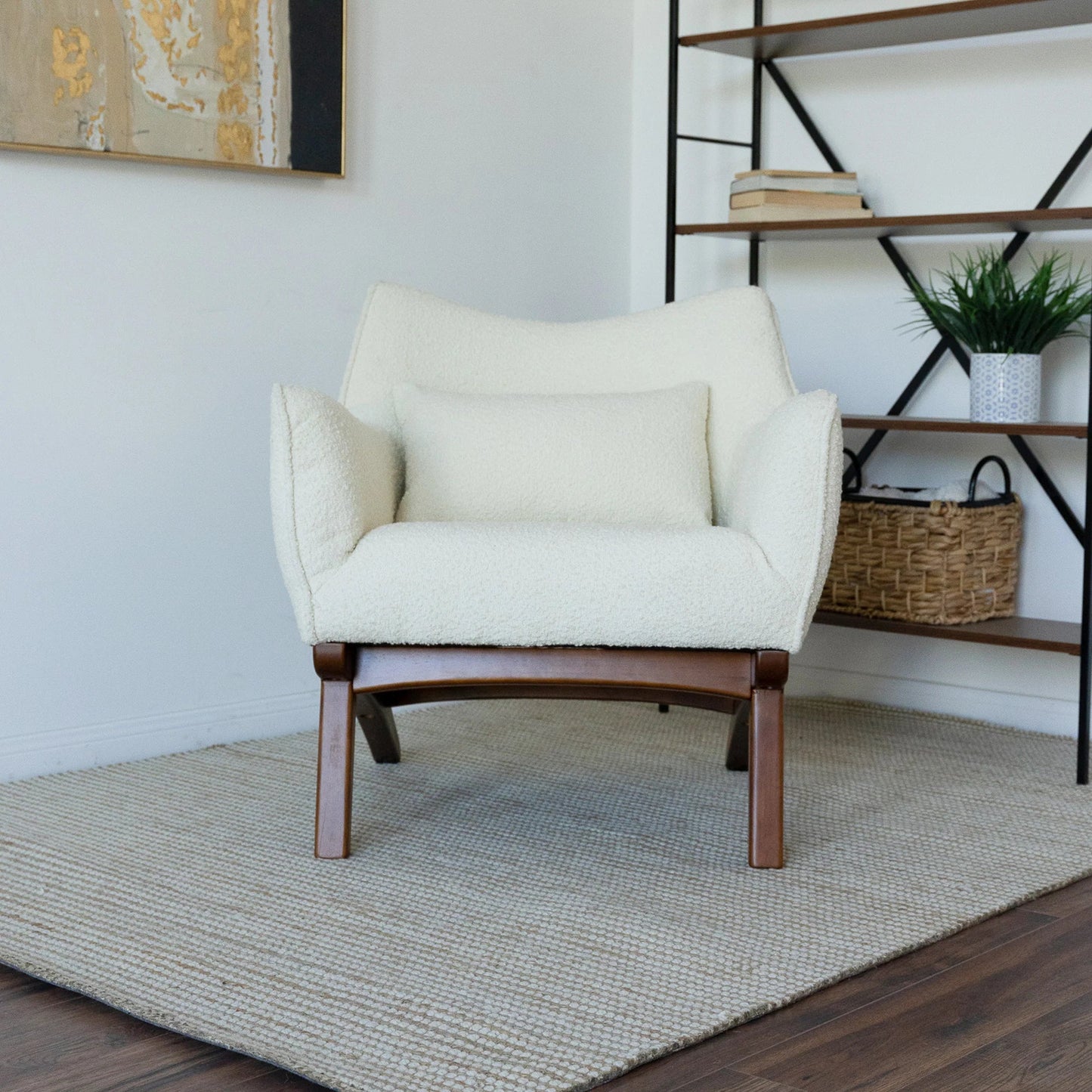 ‘Brayden’ Lounge Chair (Beige Boucle) - EcoLuxe Furnishings