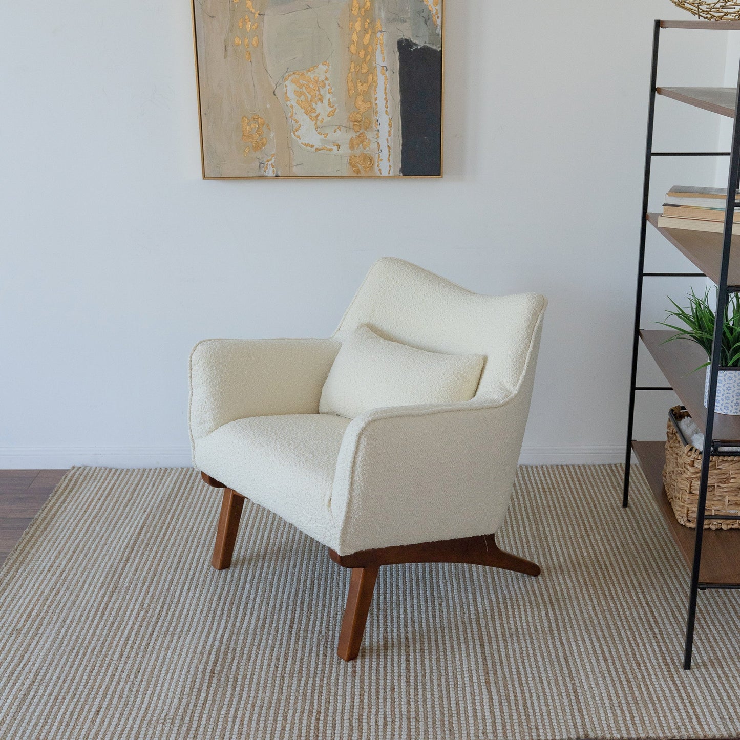‘Brayden’ Lounge Chair (Beige Boucle) - EcoLuxe Furnishings