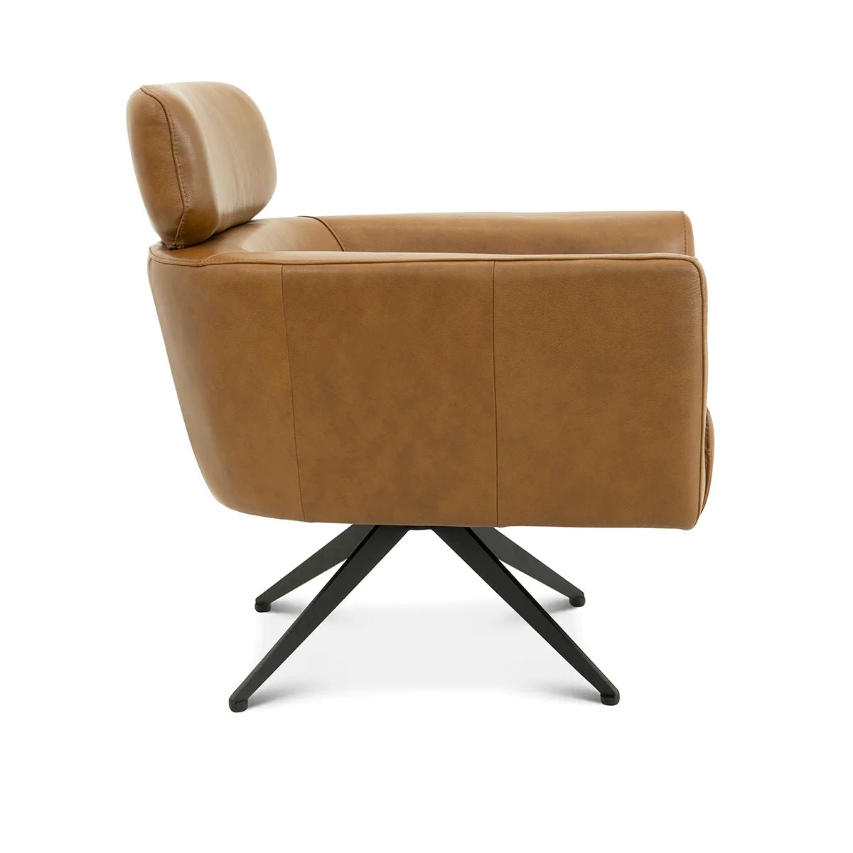 ‘Camila’ Leather Lounge Chair (Tan) - EcoLuxe Furnishings