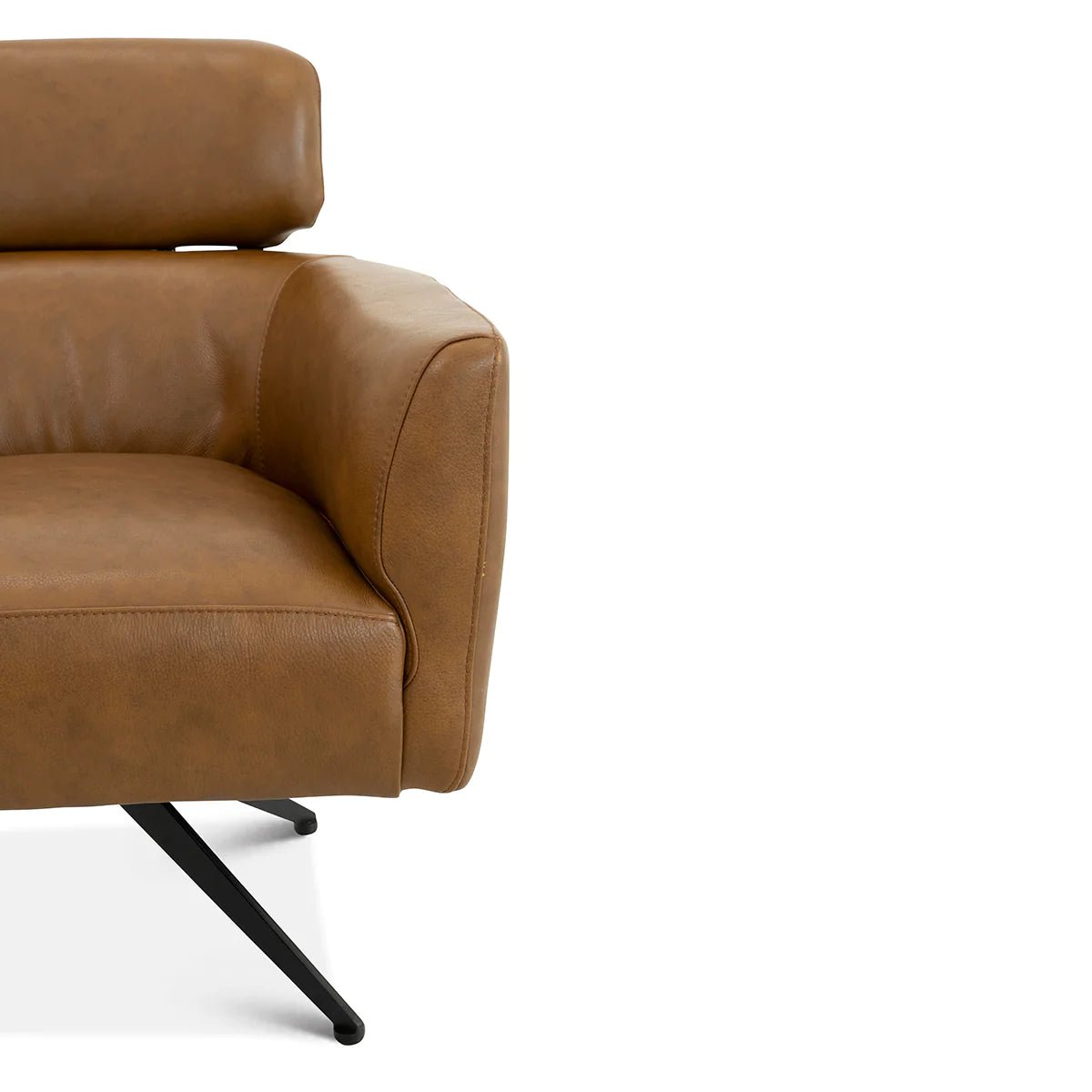 ‘Camila’ Leather Lounge Chair (Tan) - EcoLuxe Furnishings