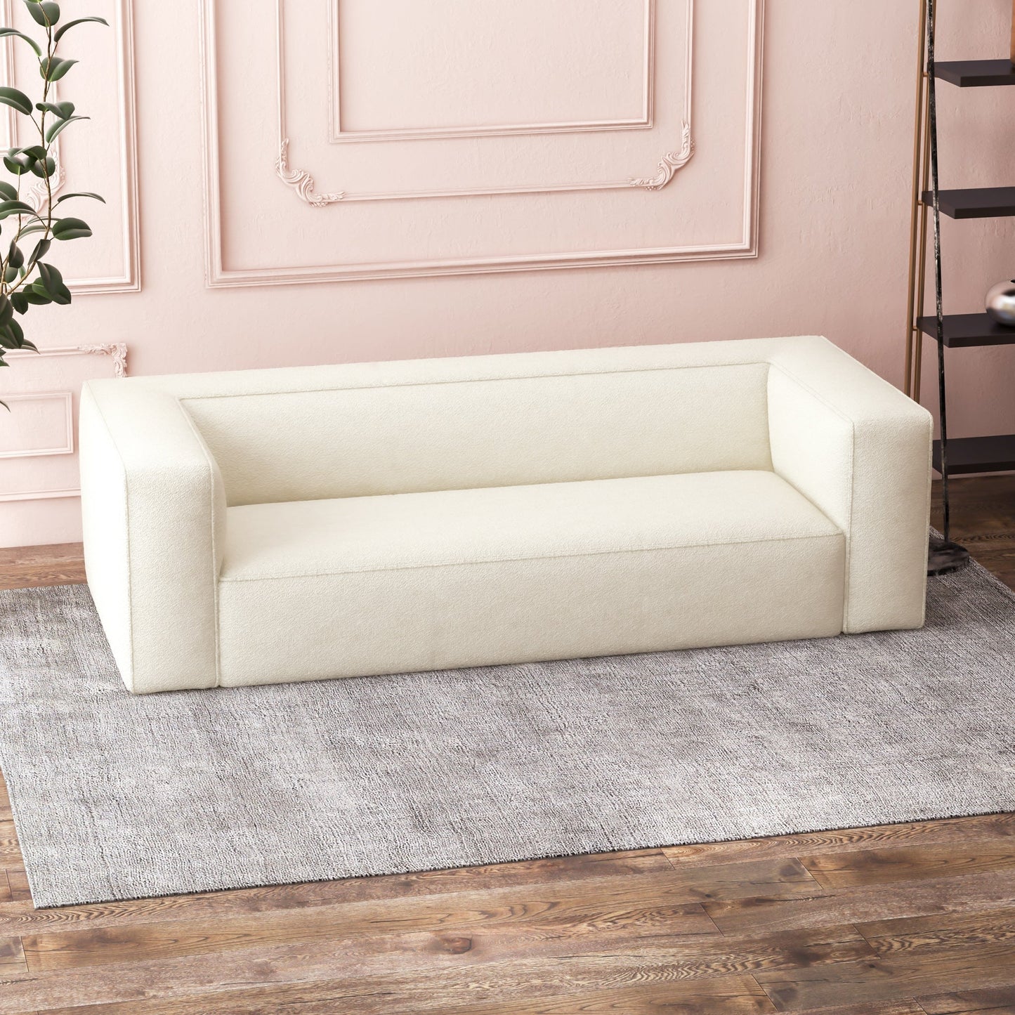 ‘Cassidy’ Modern Sofa (Cream Boucle) - EcoLuxe Furnishings