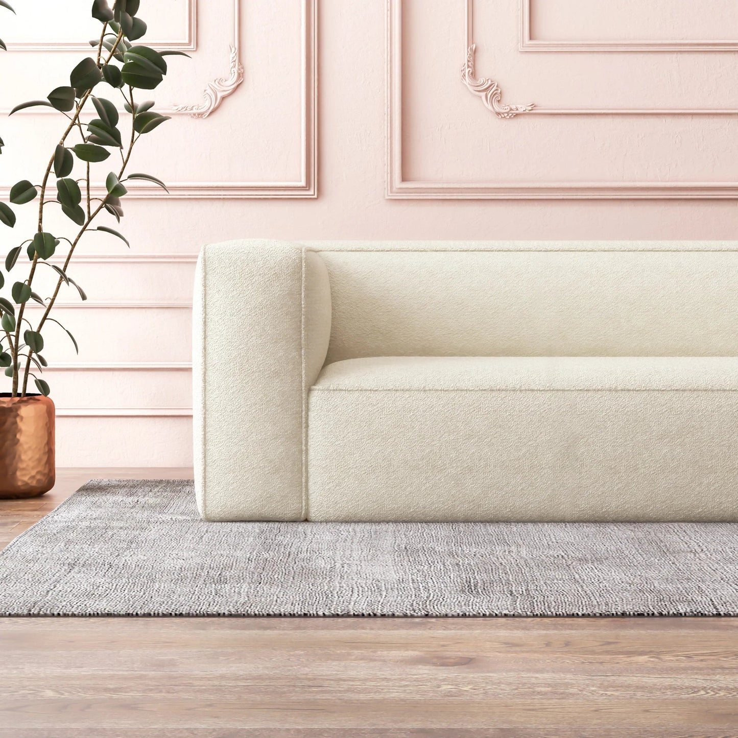 ‘Cassidy’ Modern Sofa (Cream Boucle) - EcoLuxe Furnishings