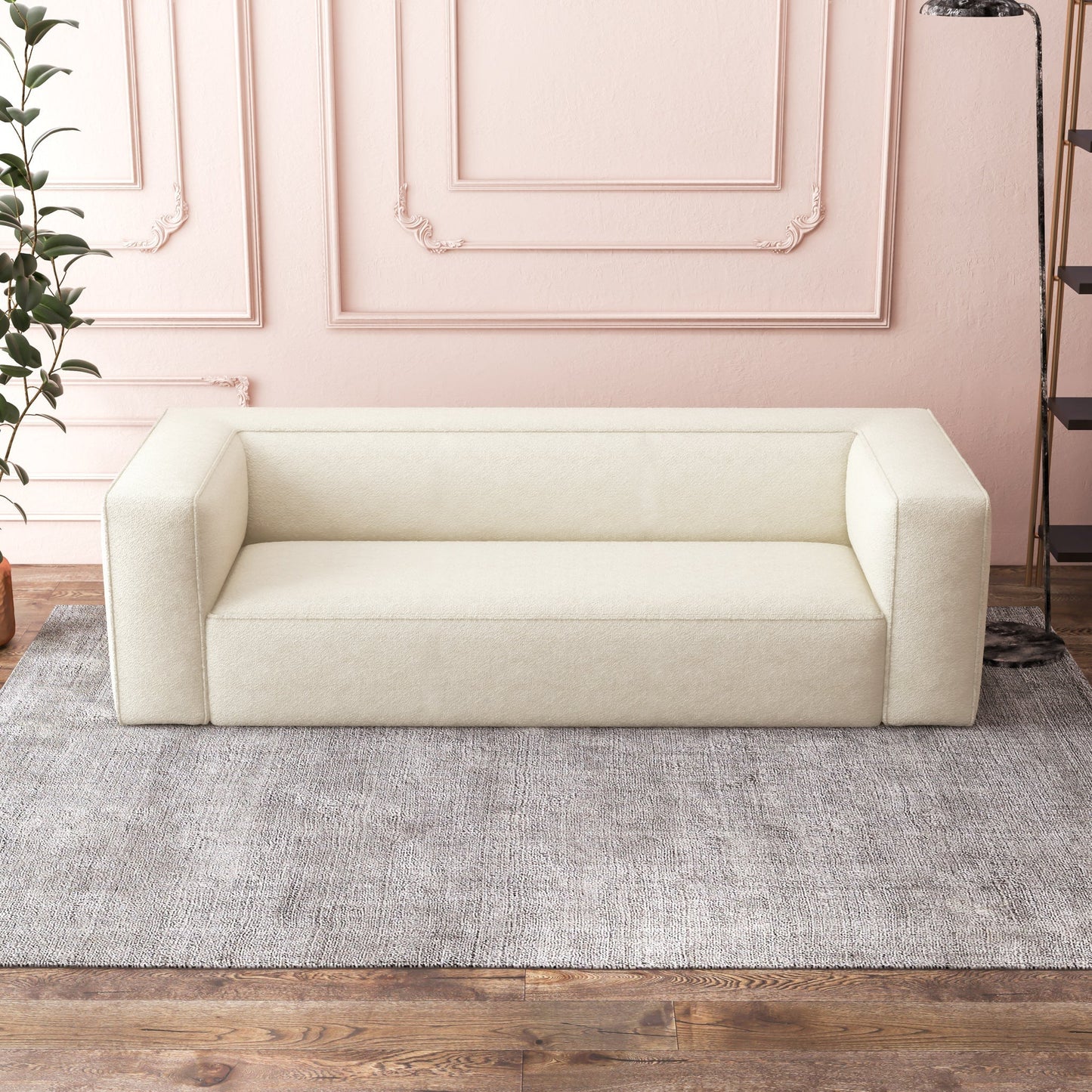 ‘Cassidy’ Modern Sofa (Cream Boucle) - EcoLuxe Furnishings