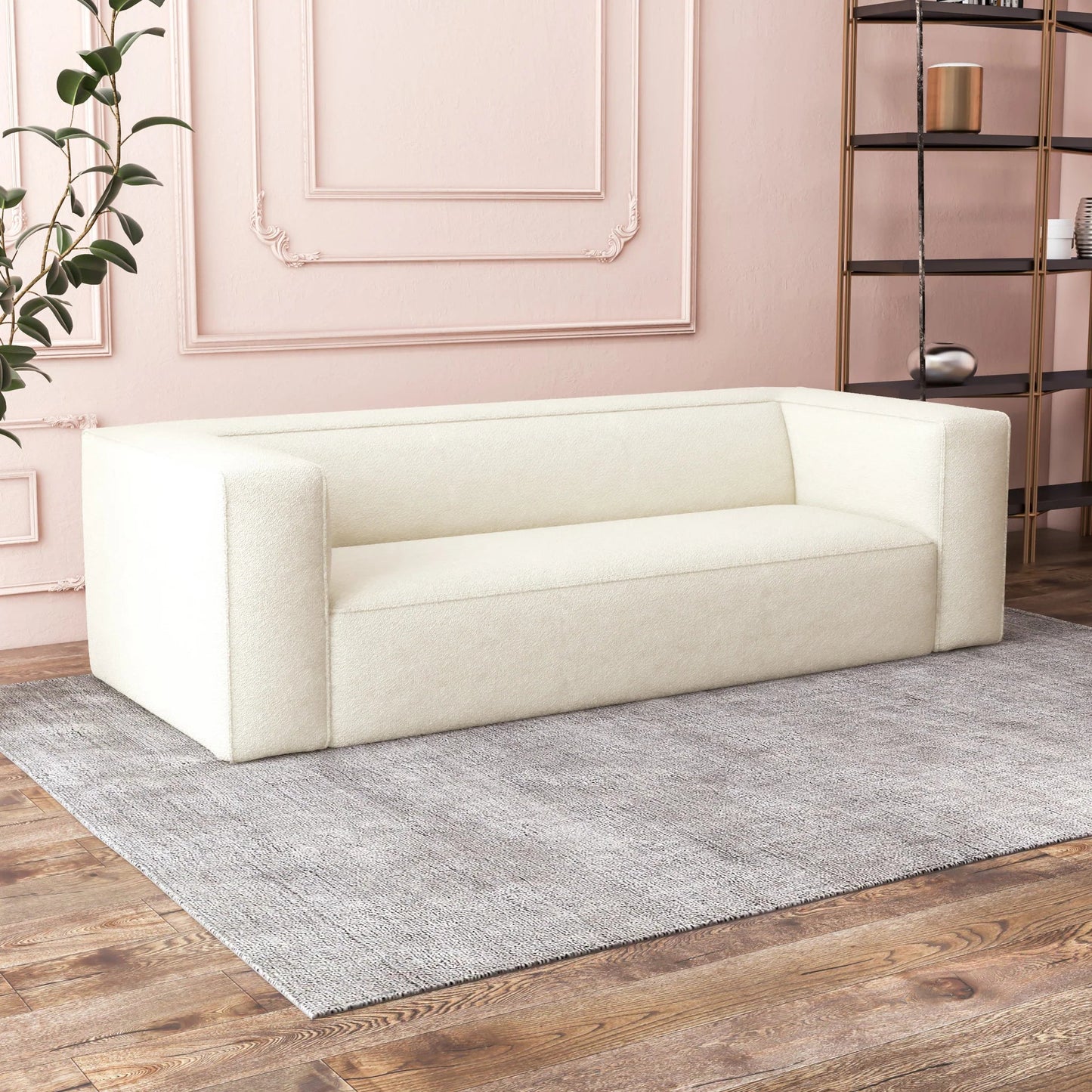 ‘Cassidy’ Modern Sofa (Cream Boucle) - EcoLuxe Furnishings