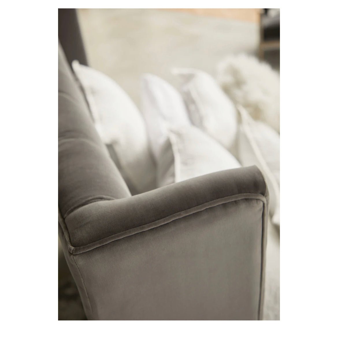 ‘Chandler’ Bed, Dark Dove Velvet (Standard King) - EcoLuxe Furnishings