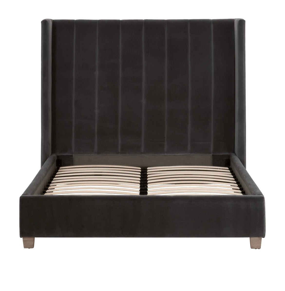 ‘Chandler’ Bed, Dark Dove Velvet (Standard King) - EcoLuxe Furnishings