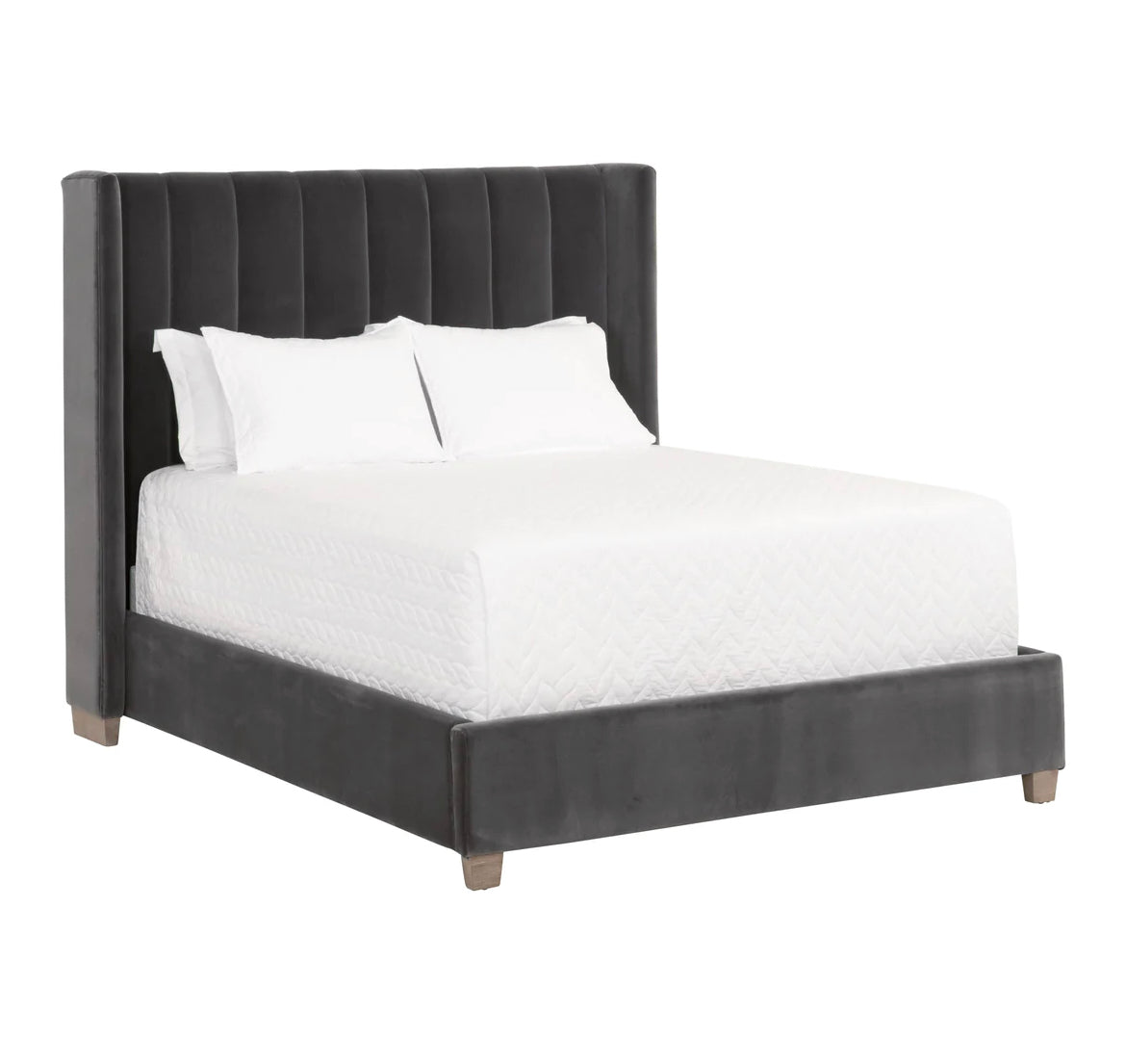 ‘Chandler’ Bed, Dark Dove Velvet (Standard King) - EcoLuxe Furnishings