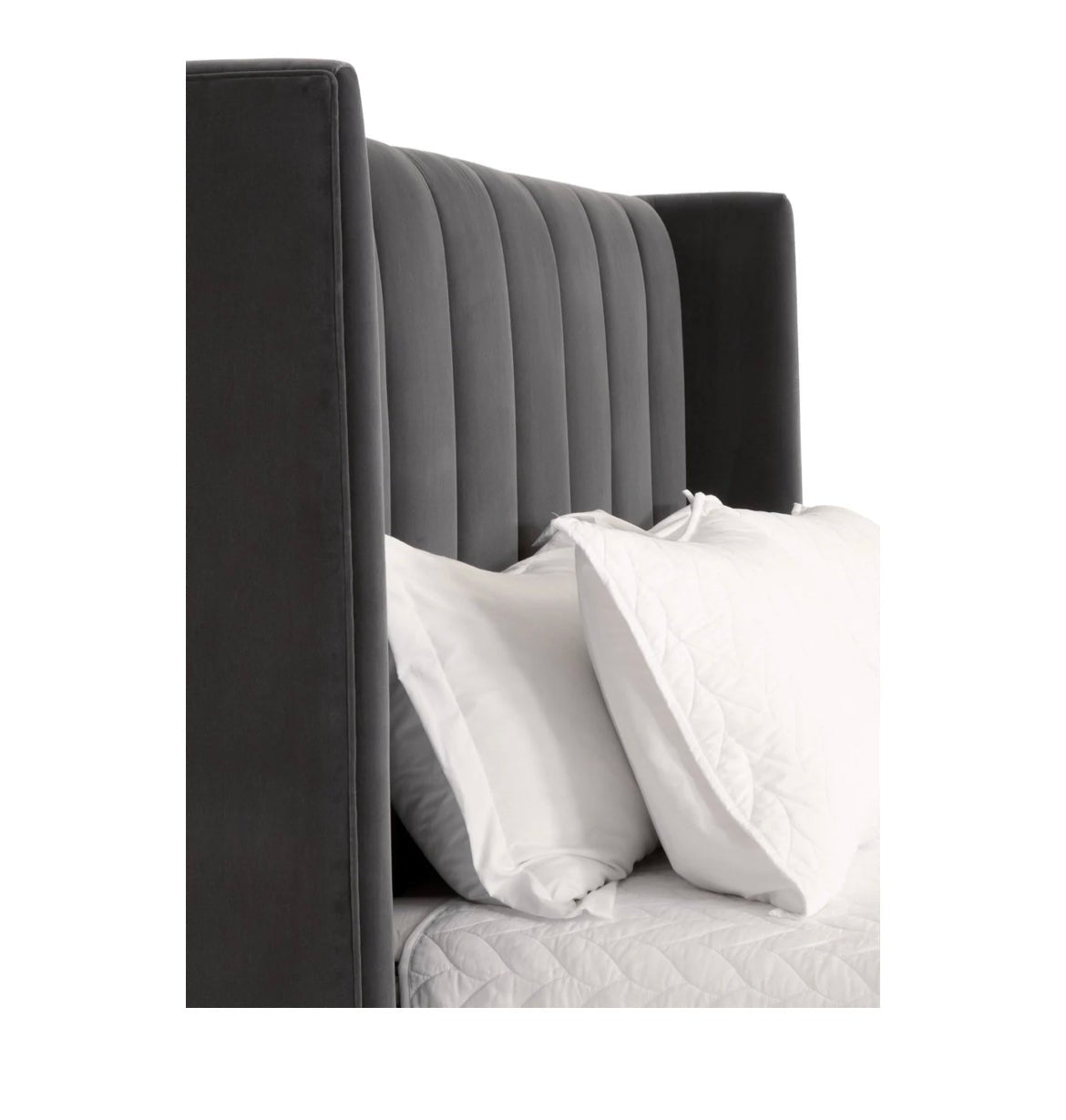 ‘Chandler’ Bed, Dark Dove Velvet (Standard King) - EcoLuxe Furnishings
