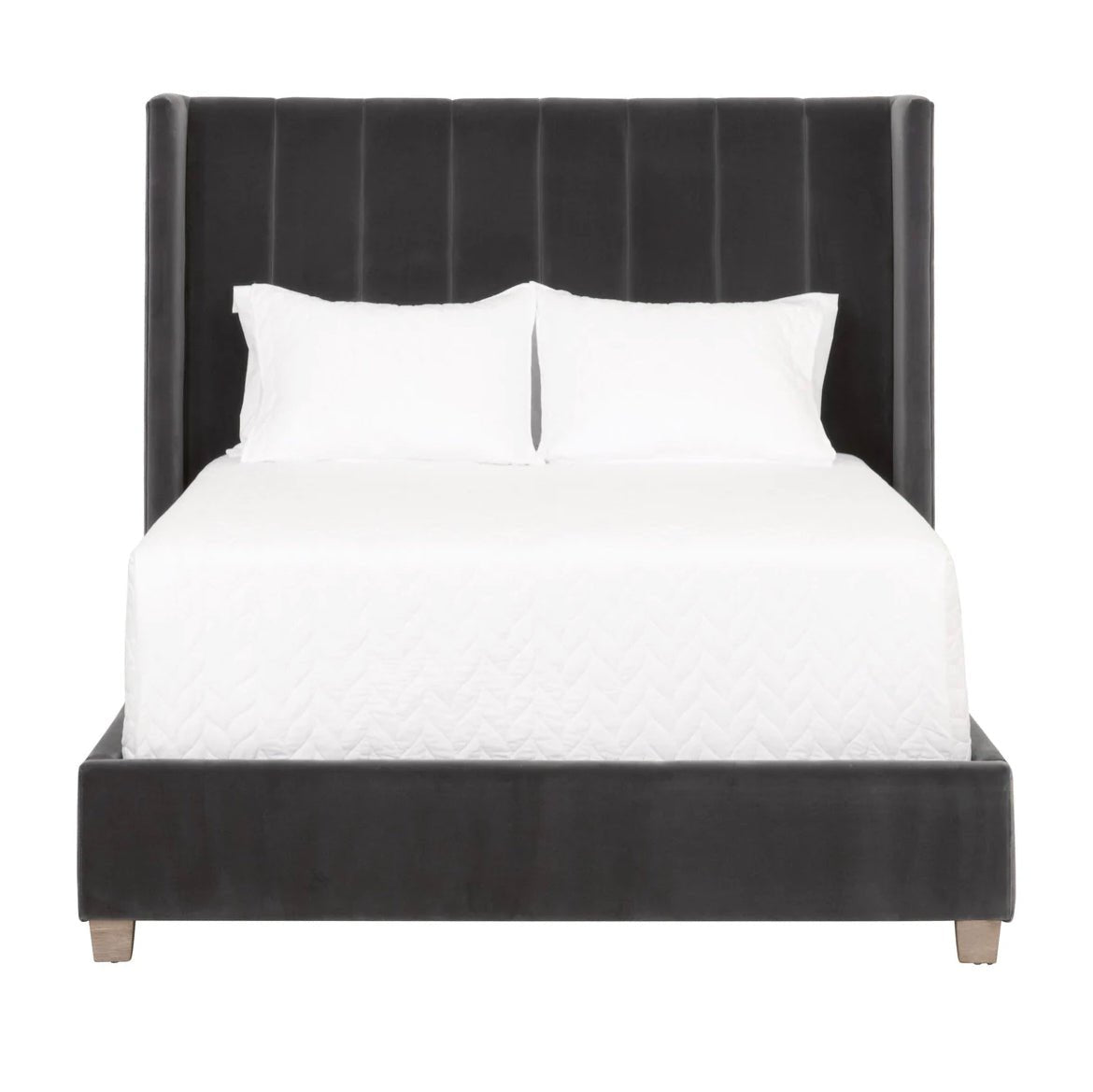 ‘Chandler’ Bed, Dark Dove Velvet (Standard King) - EcoLuxe Furnishings