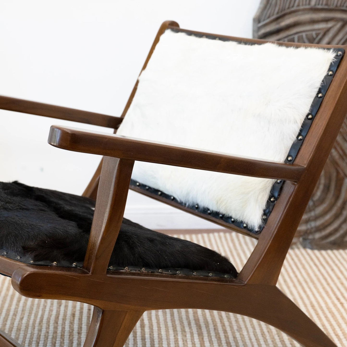 ‘Daniel’ Lounge Chair (Black And White Hide) - EcoLuxe Furnishings