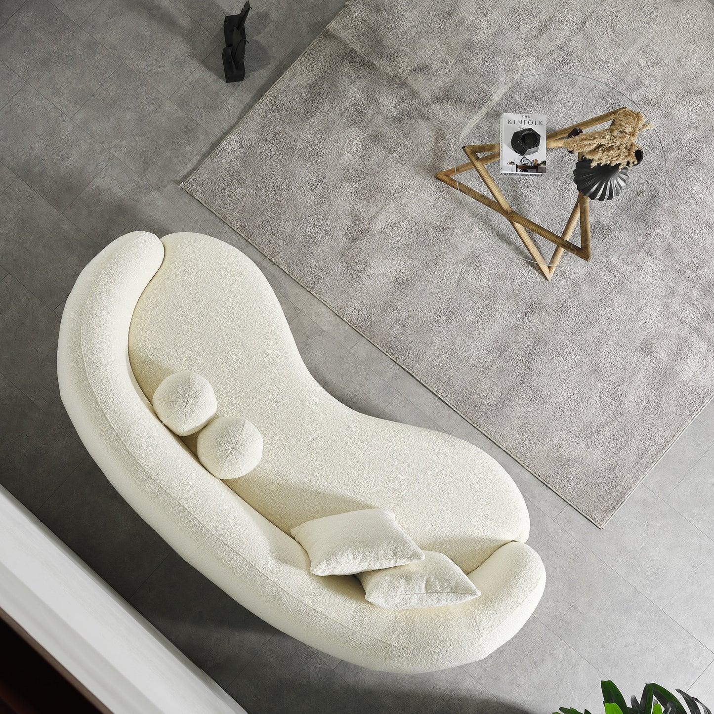 ‘Drake’ Japandi Curvy Sofa (White Boucle) - EcoLuxe Furnishings