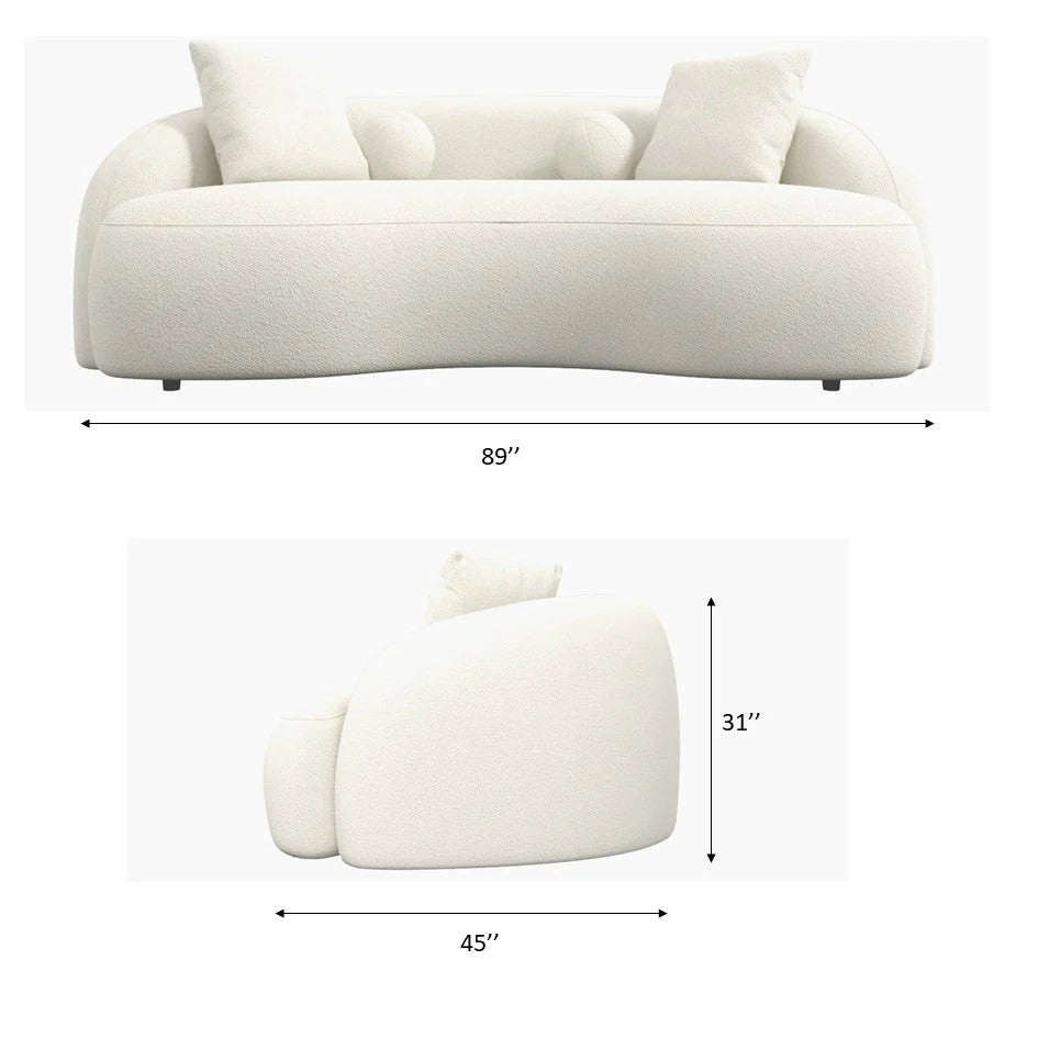 ‘Drake’ Japandi Curvy Sofa (White Boucle) - EcoLuxe Furnishings