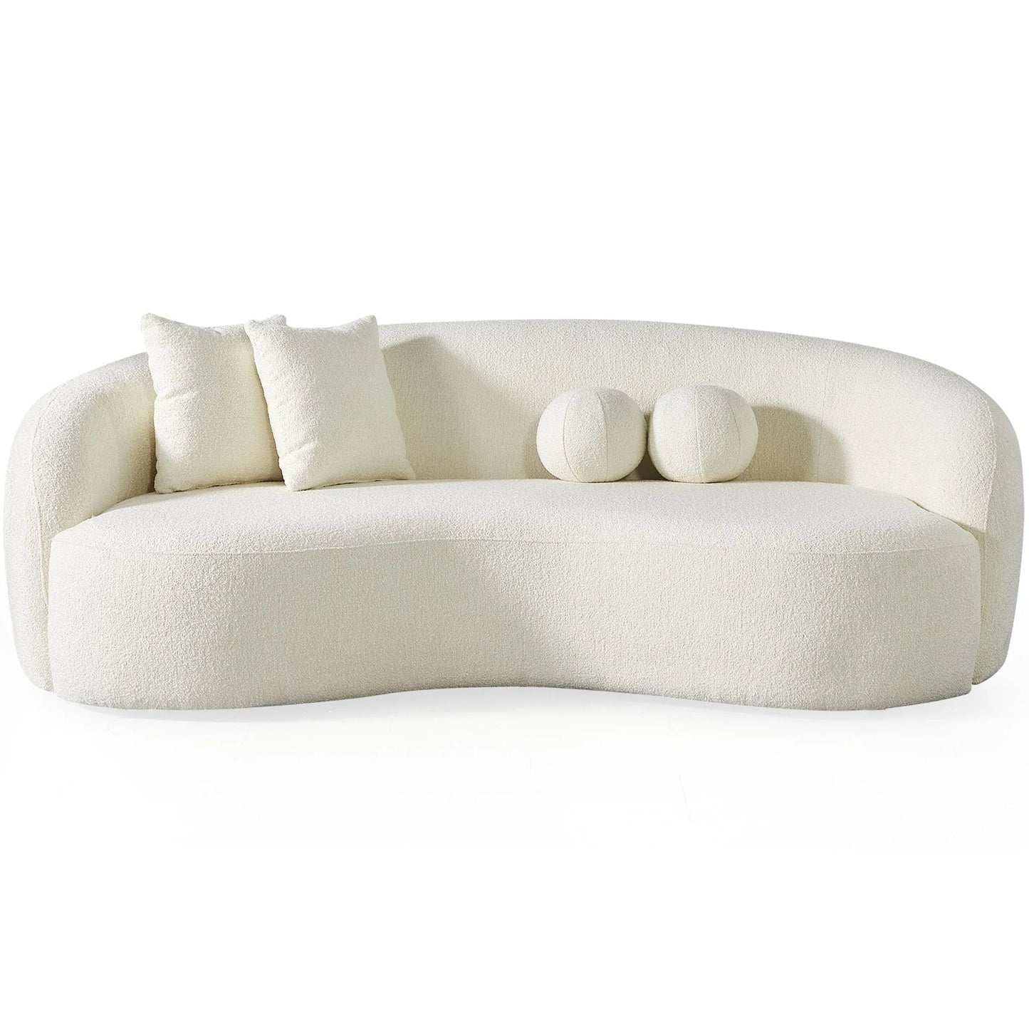 ‘Drake’ Japandi Curvy Sofa (White Boucle) - EcoLuxe Furnishings