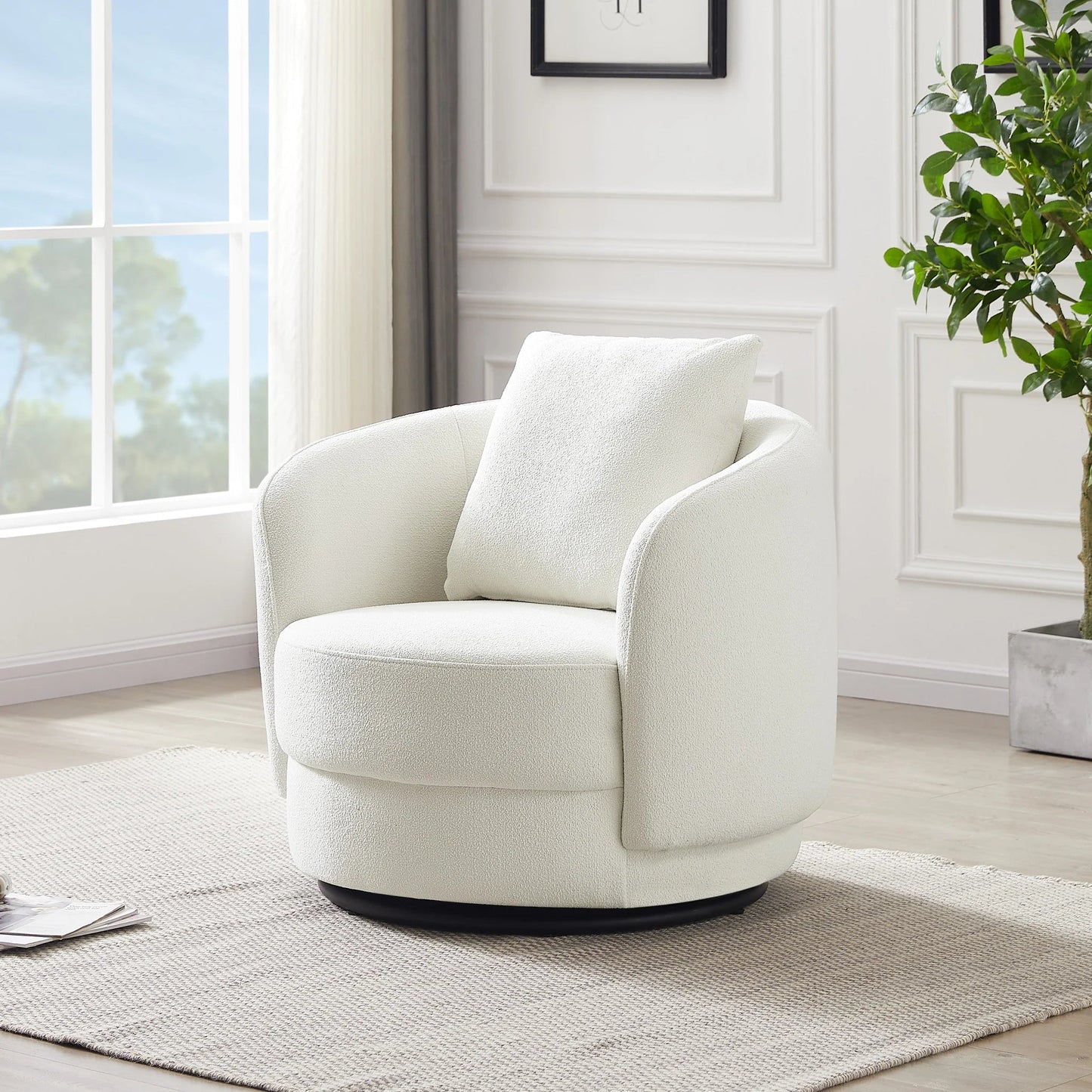 ‘Dylan’ Lounge Chair (Beige Boucle) - EcoLuxe Furnishings