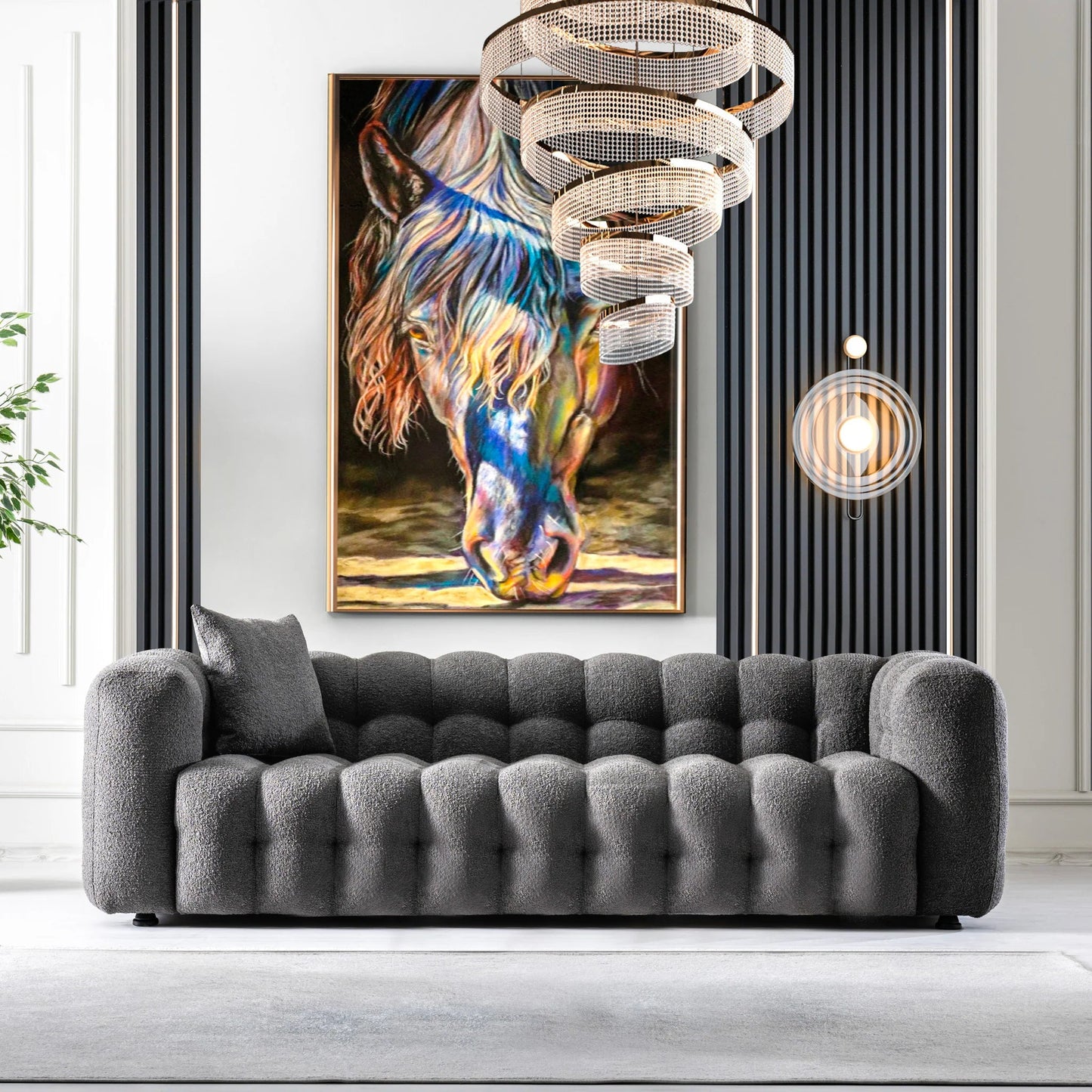 ‘Eden’ Chesterfield Sofa (Dark Gray Boucle) - EcoLuxe Furnishings