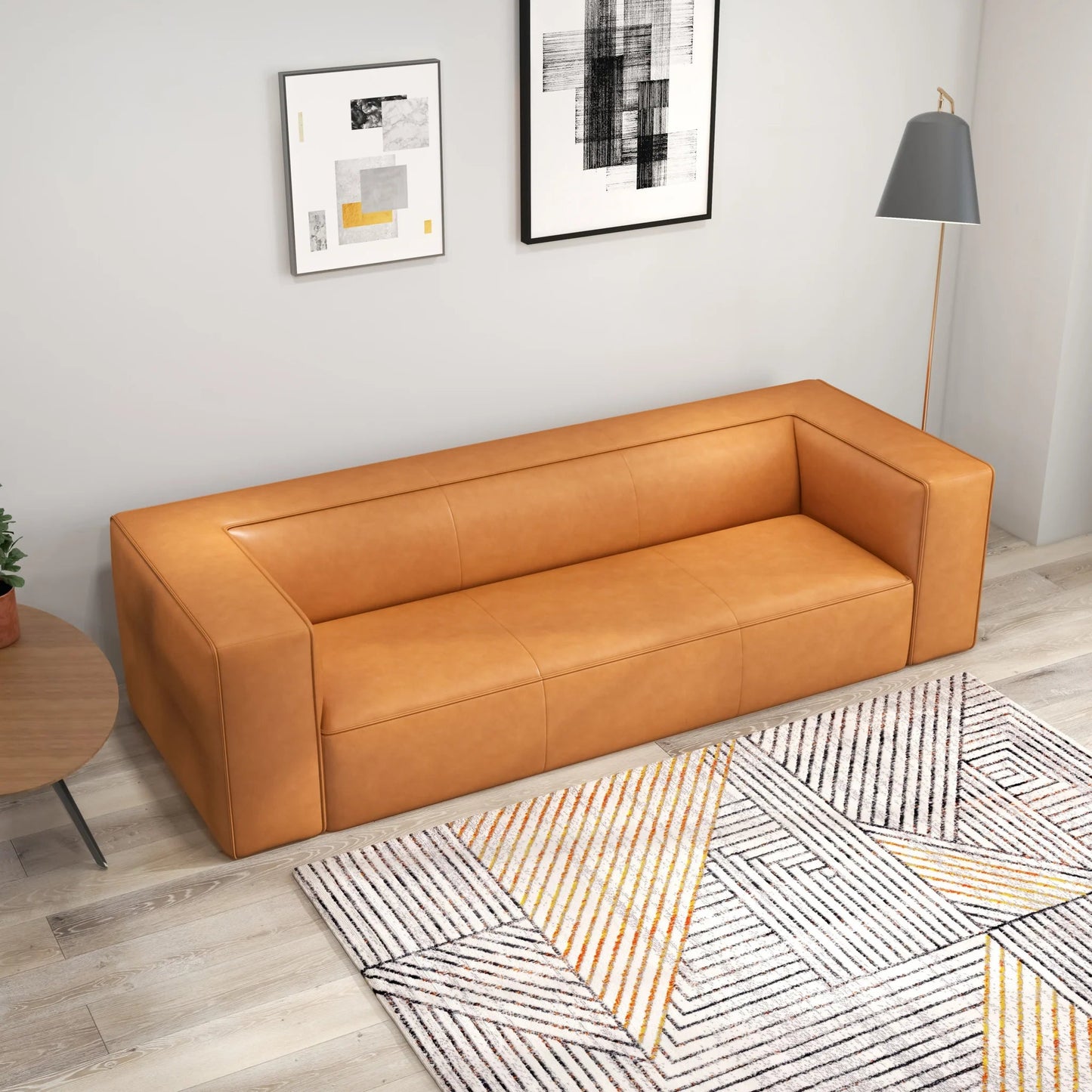 ‘Emerson’ Sofa (Tan Leather) - EcoLuxe Furnishings