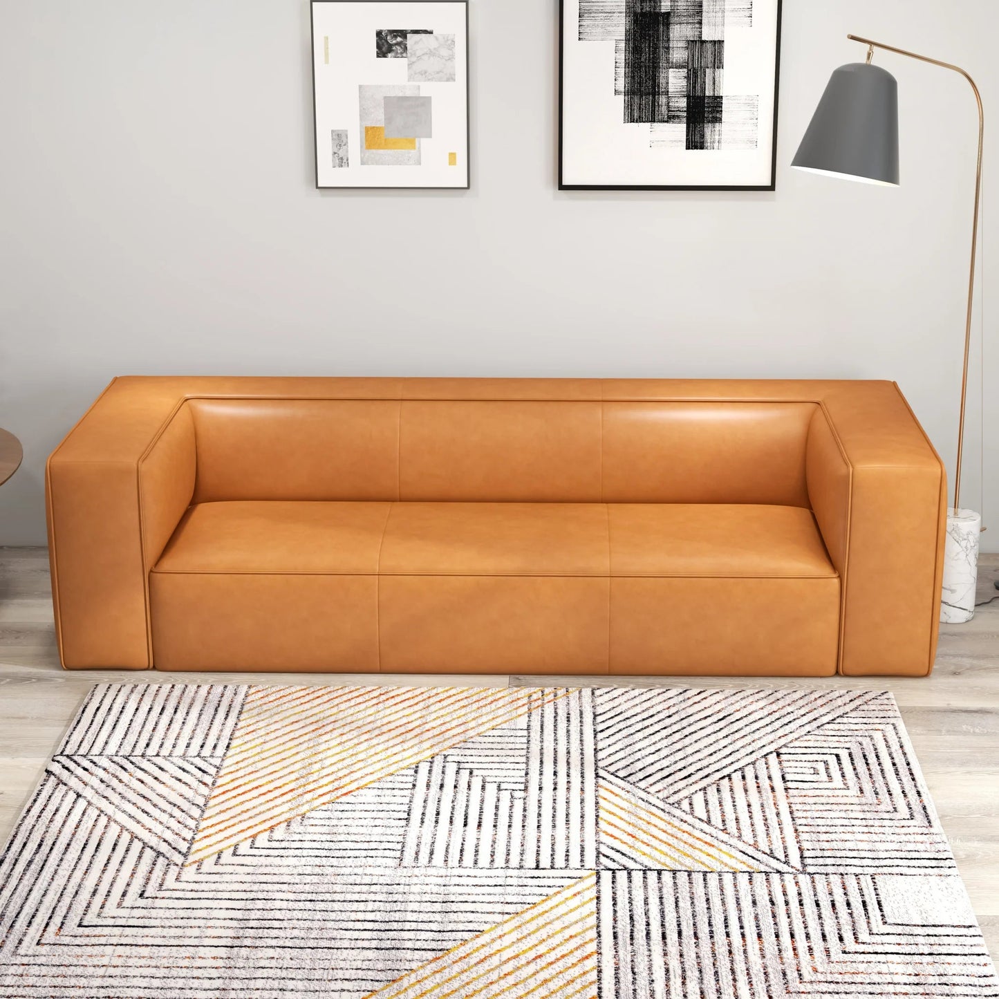 ‘Emerson’ Sofa (Tan Leather) - EcoLuxe Furnishings