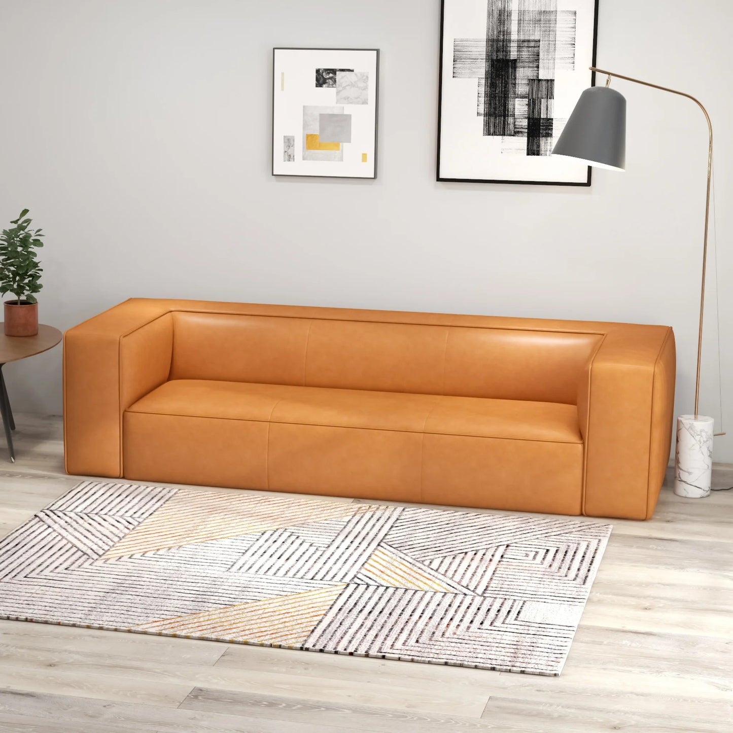 ‘Emerson’ Sofa (Tan Leather) - EcoLuxe Furnishings