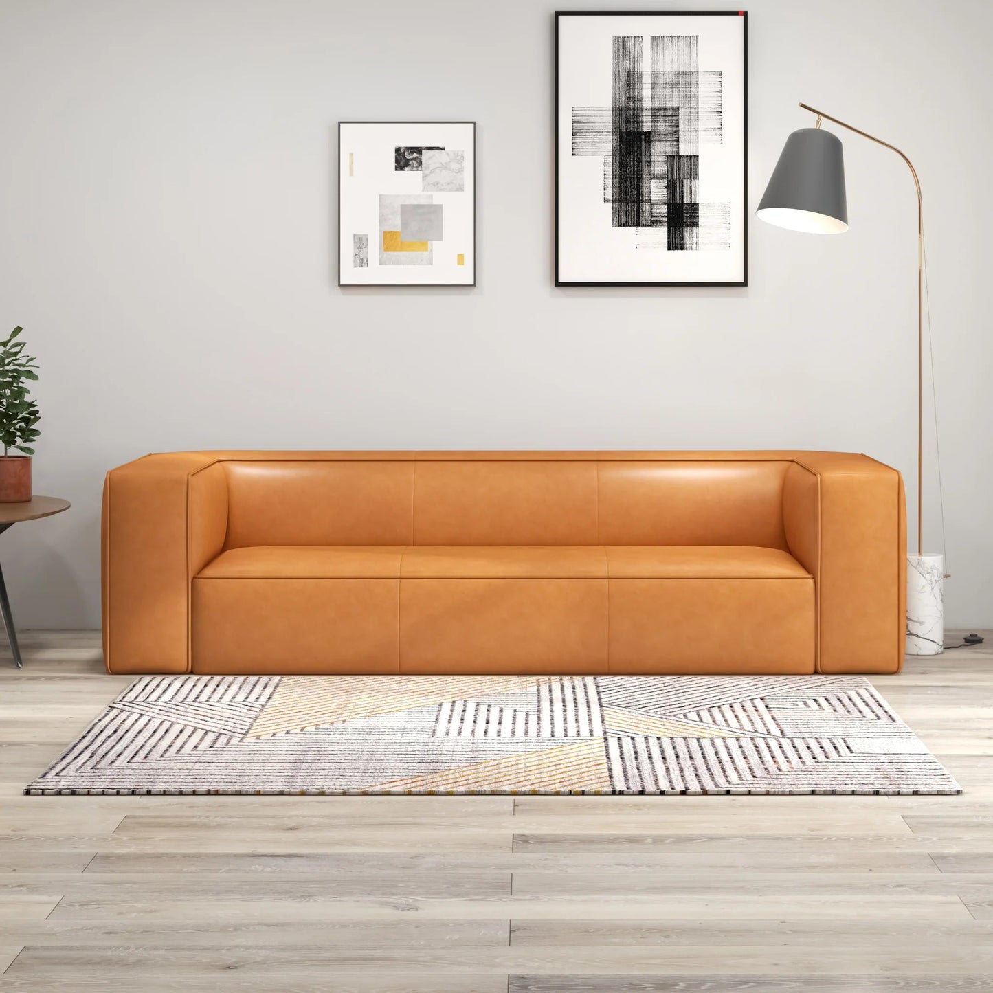 ‘Emerson’ Sofa (Tan Leather) - EcoLuxe Furnishings