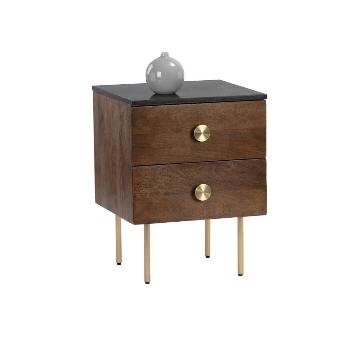 ‘Keely’ Nightstand (Black Marble / Cafe) - EcoLuxe Furnishings