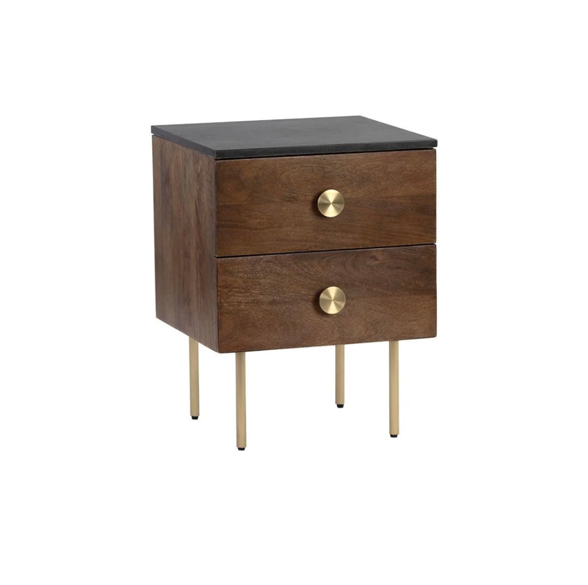 ‘Keely’ Nightstand (Black Marble / Cafe) - EcoLuxe Furnishings