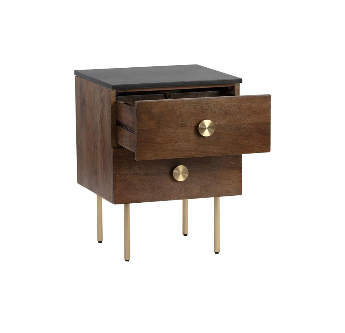 ‘Keely’ Nightstand (Black Marble / Cafe) - EcoLuxe Furnishings