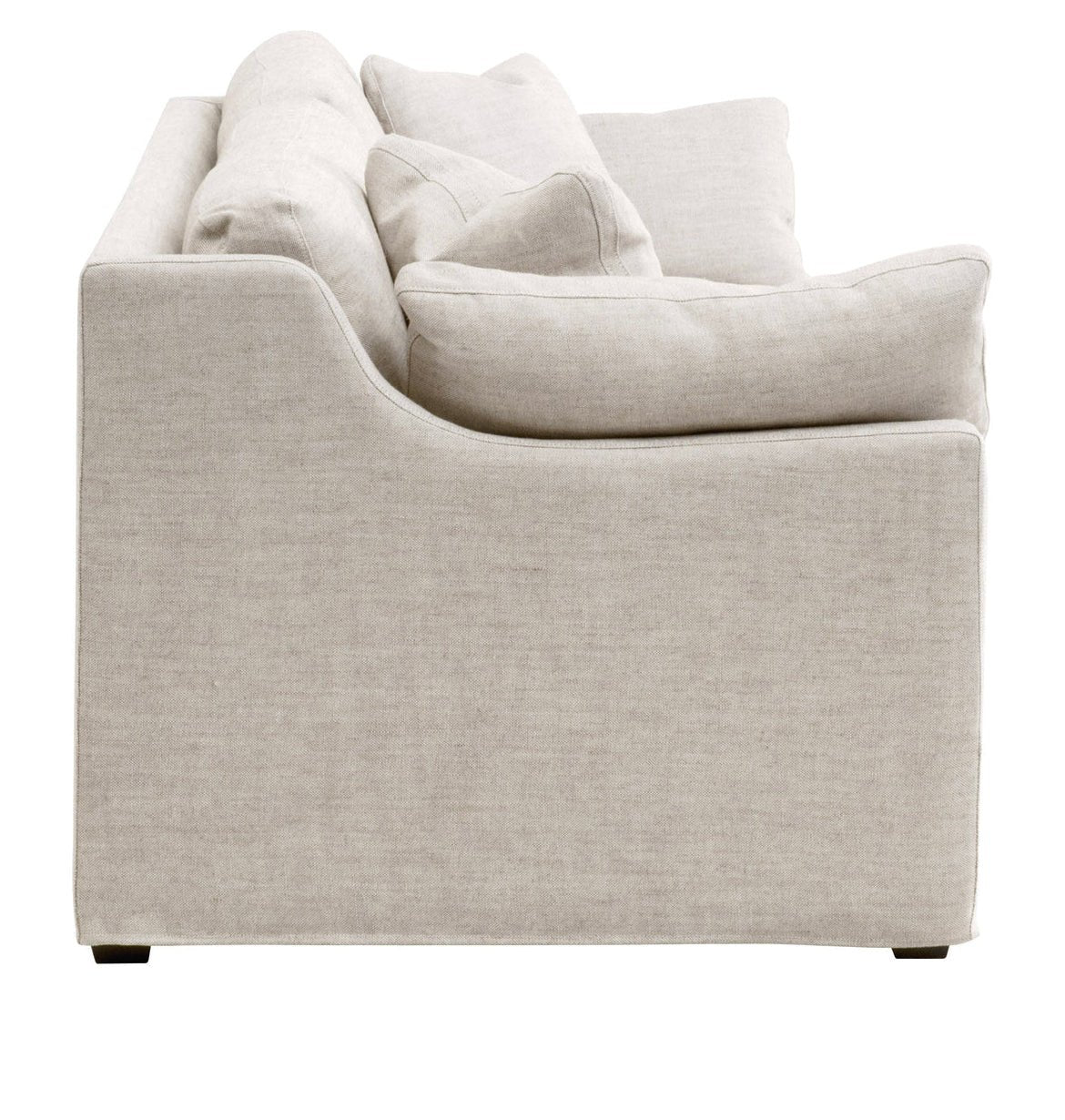 ‘Lena’ 95" Slope Arm Slipcover Sofa (Bisque + Espresso) - EcoLuxe Furnishings