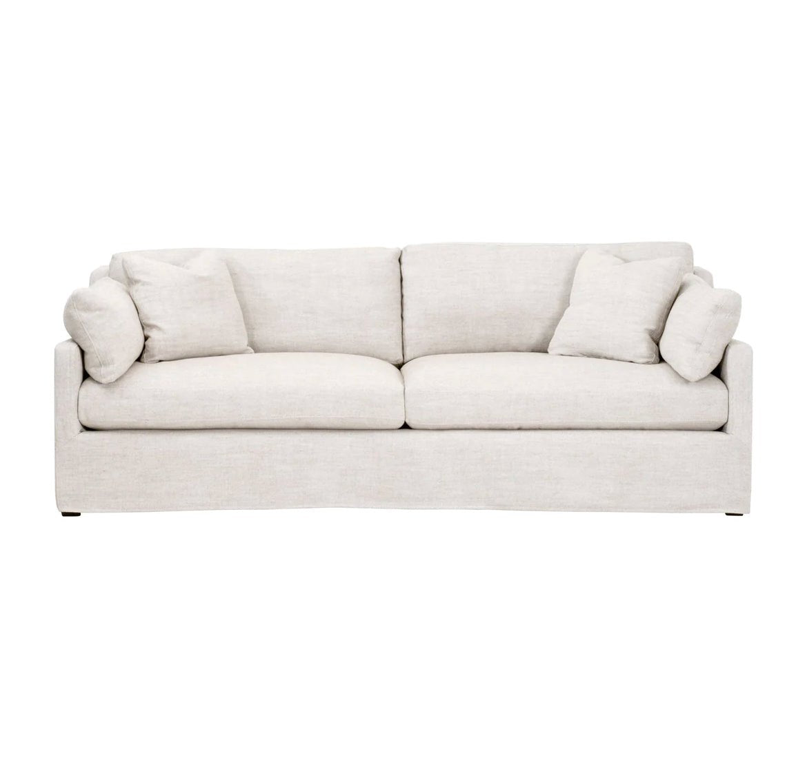 ‘Lena’ 95" Slope Arm Slipcover Sofa (Bisque + Espresso) - EcoLuxe Furnishings