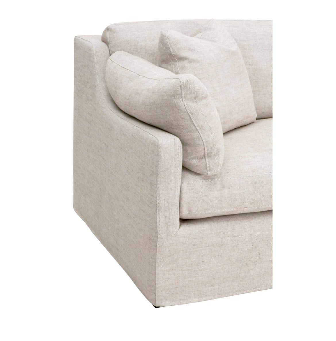 ‘Lena’ 95" Slope Arm Slipcover Sofa (Bisque + Espresso) - EcoLuxe Furnishings