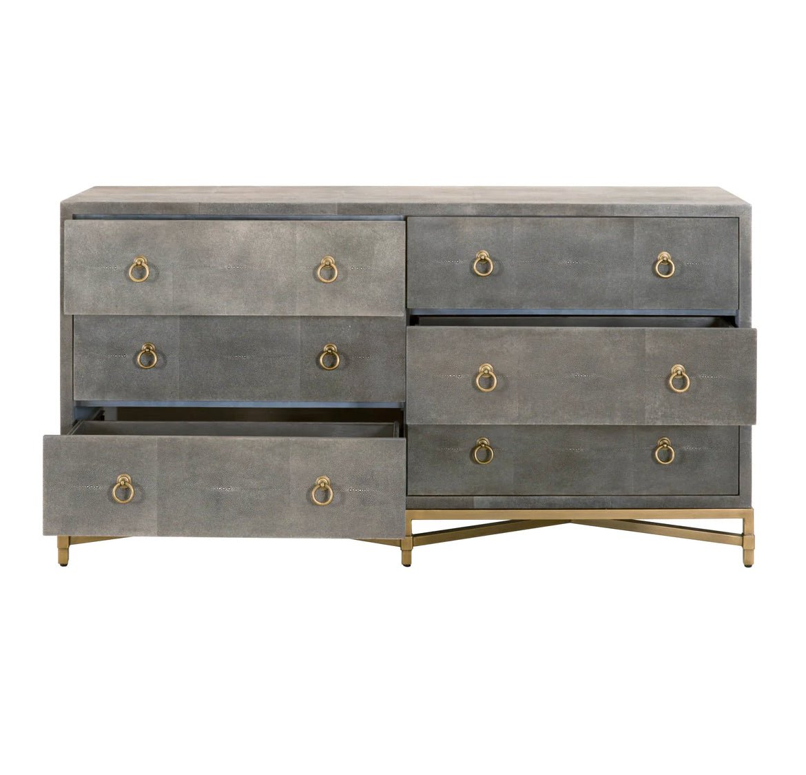‘Strand Shagreen’ 6-Drawer Double Dresser (Grey Shagreen) - EcoLuxe Furnishings