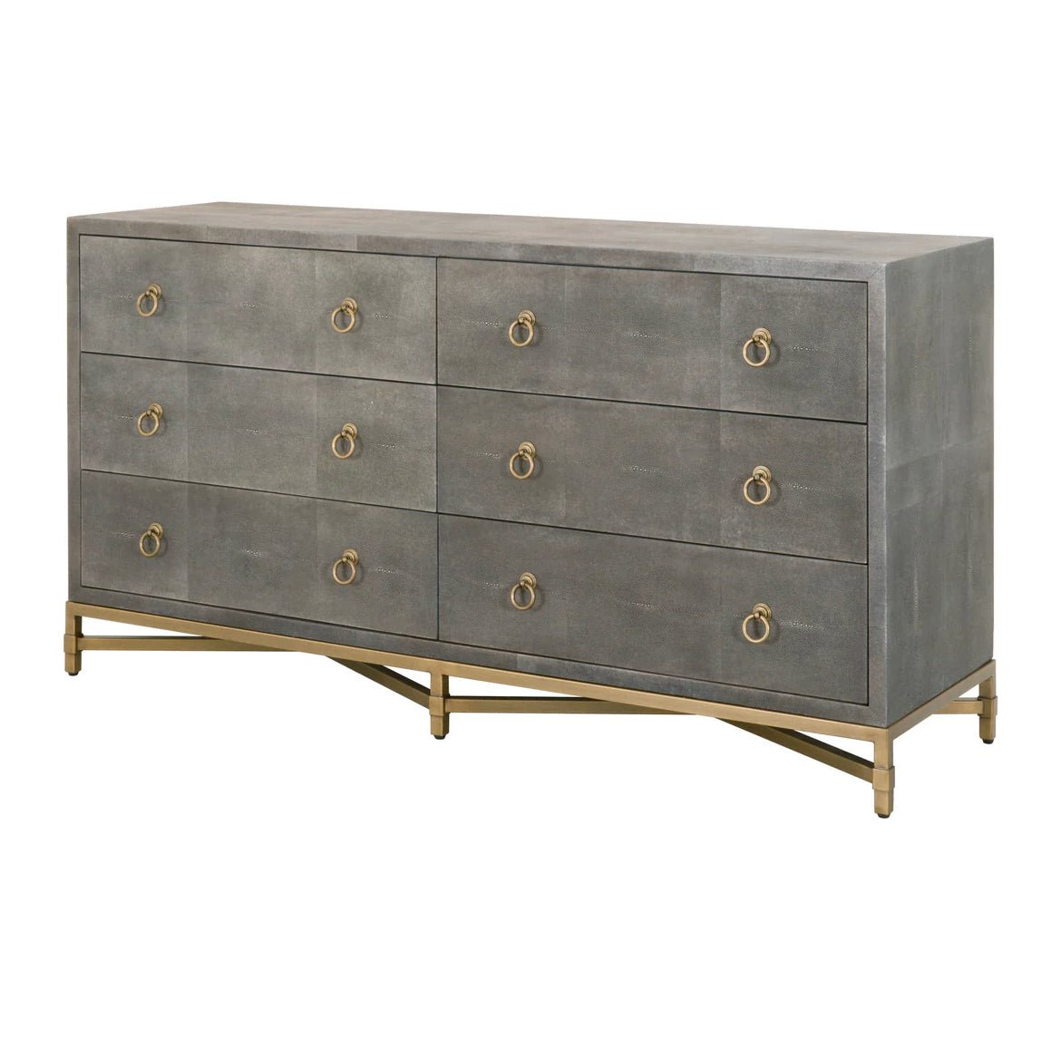 ‘Strand Shagreen’ 6-Drawer Double Dresser (Grey Shagreen) - EcoLuxe Furnishings