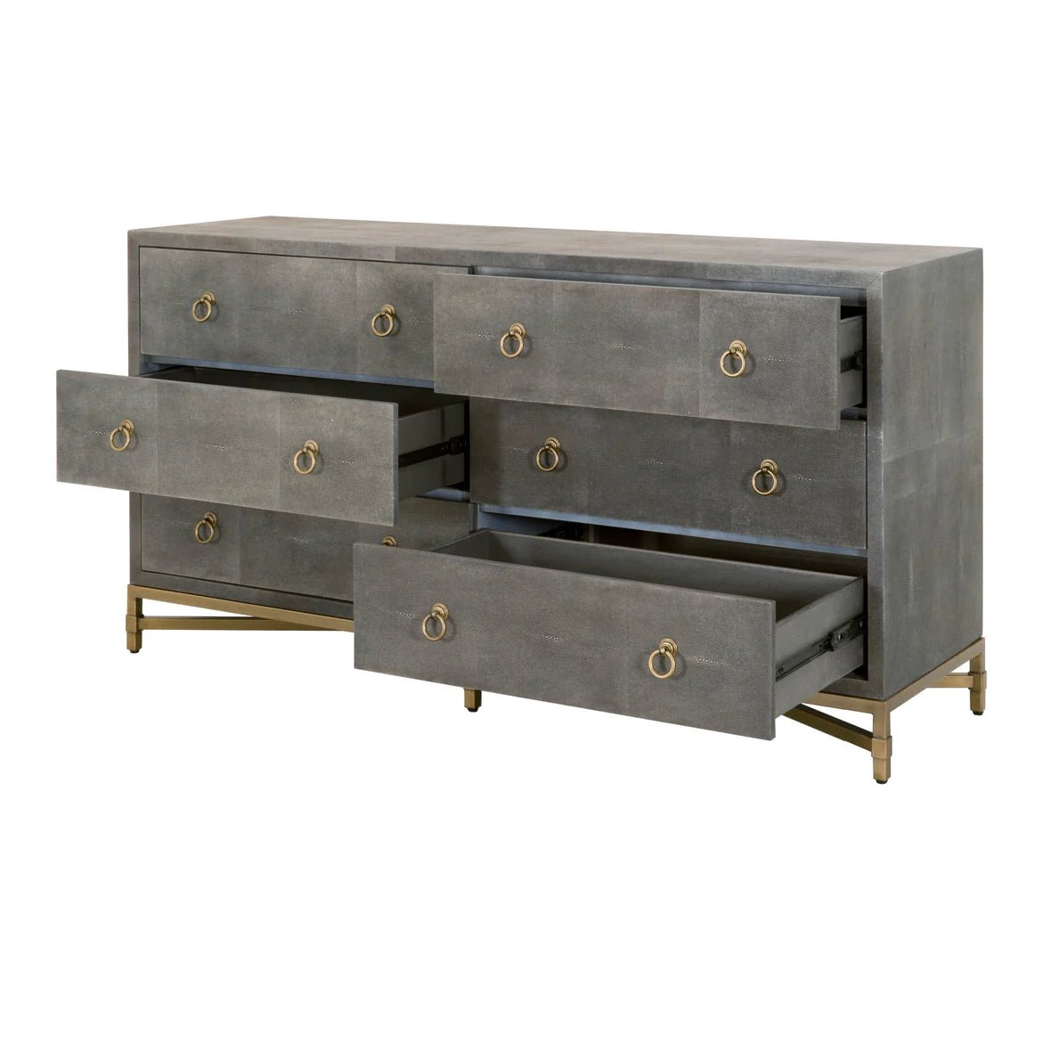 ‘Strand Shagreen’ 6-Drawer Double Dresser (Grey Shagreen) - EcoLuxe Furnishings