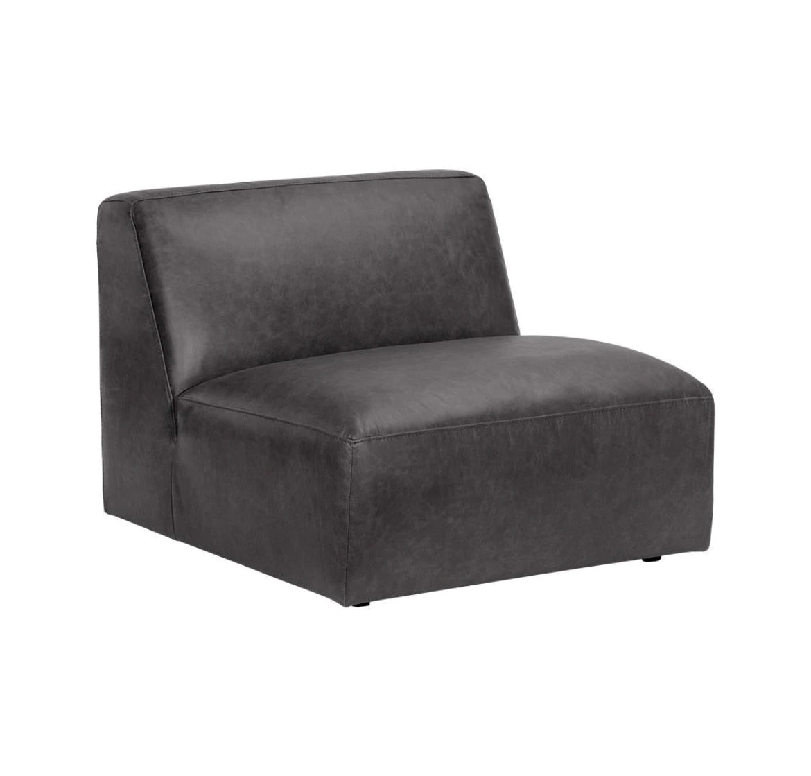 ‘Watson’ Modular Armless Chair (Marseille Black Leather) - EcoLuxe Furnishings