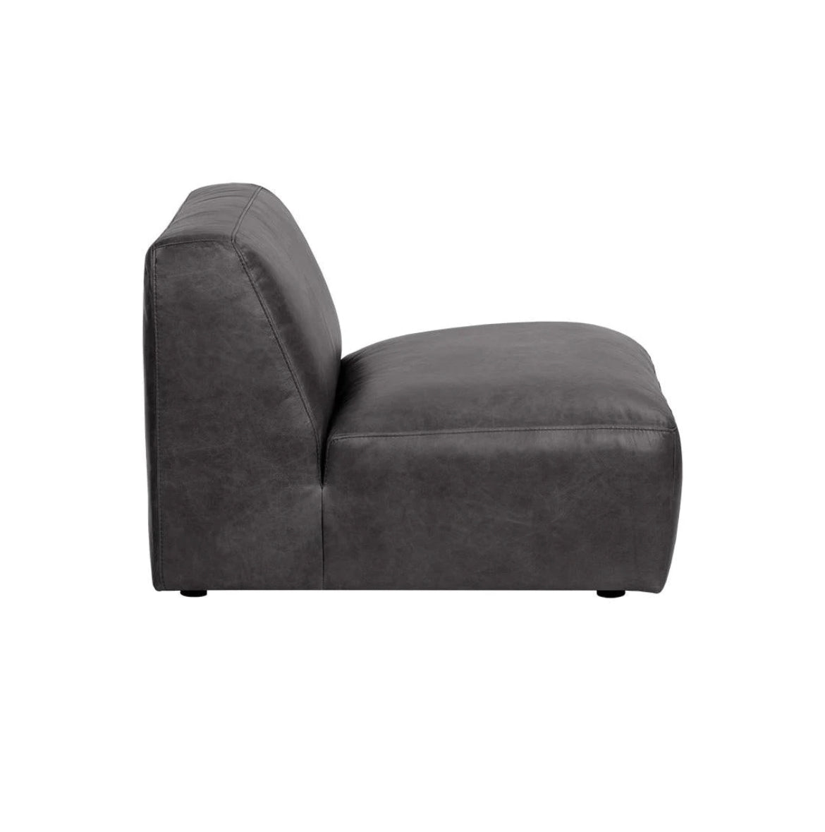 ‘Watson’ Modular Armless Chair (Marseille Black Leather) - EcoLuxe Furnishings