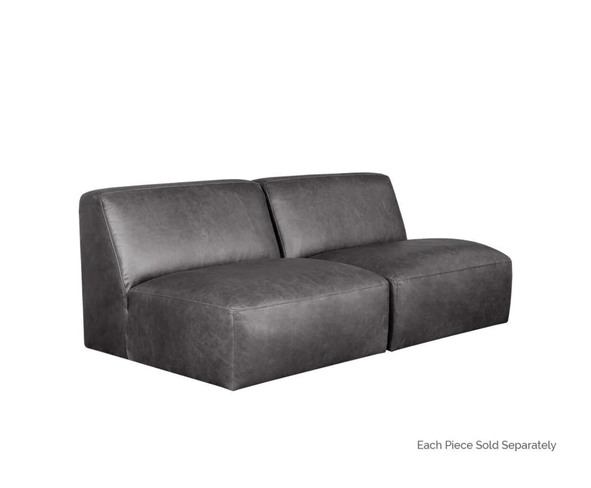 ‘Watson’ Modular Armless Chair (Marseille Black Leather) - EcoLuxe Furnishings